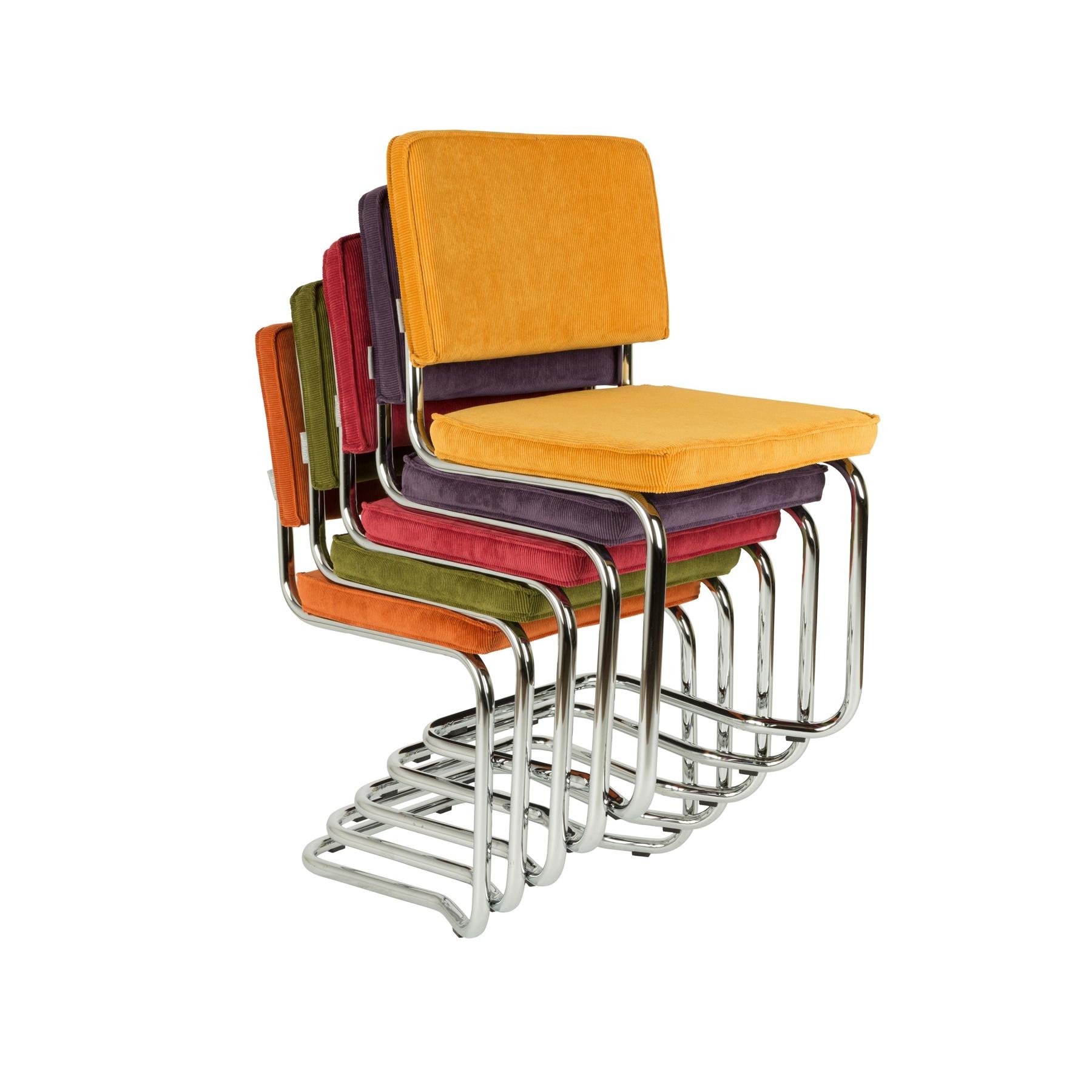 Zuiver Ridge Rib Kink Eetkamerstoelen Groen - Set van 2