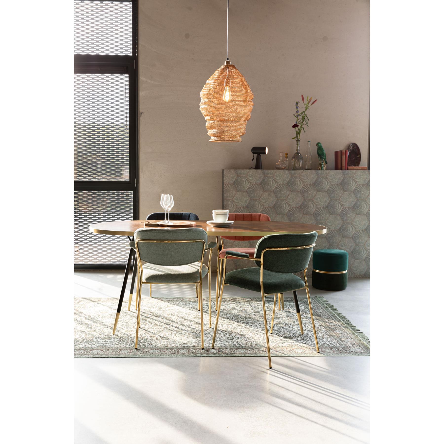 Housecraft Jolien Eetkamerstoelen Goud|Donker Blauw - Set van 2