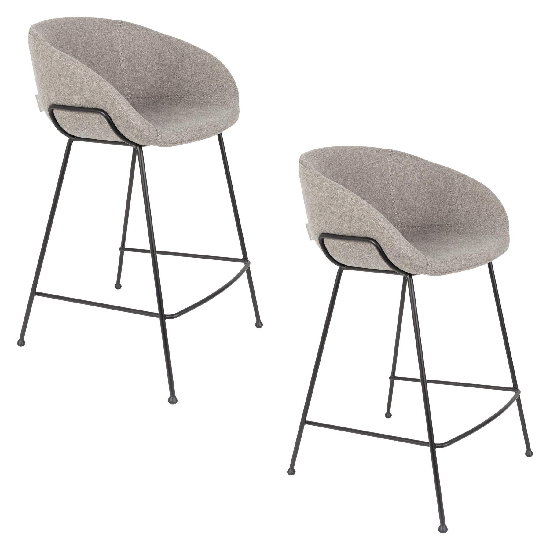 Zuiver Feston Barkruk 65 cm Grijs - Set van 2