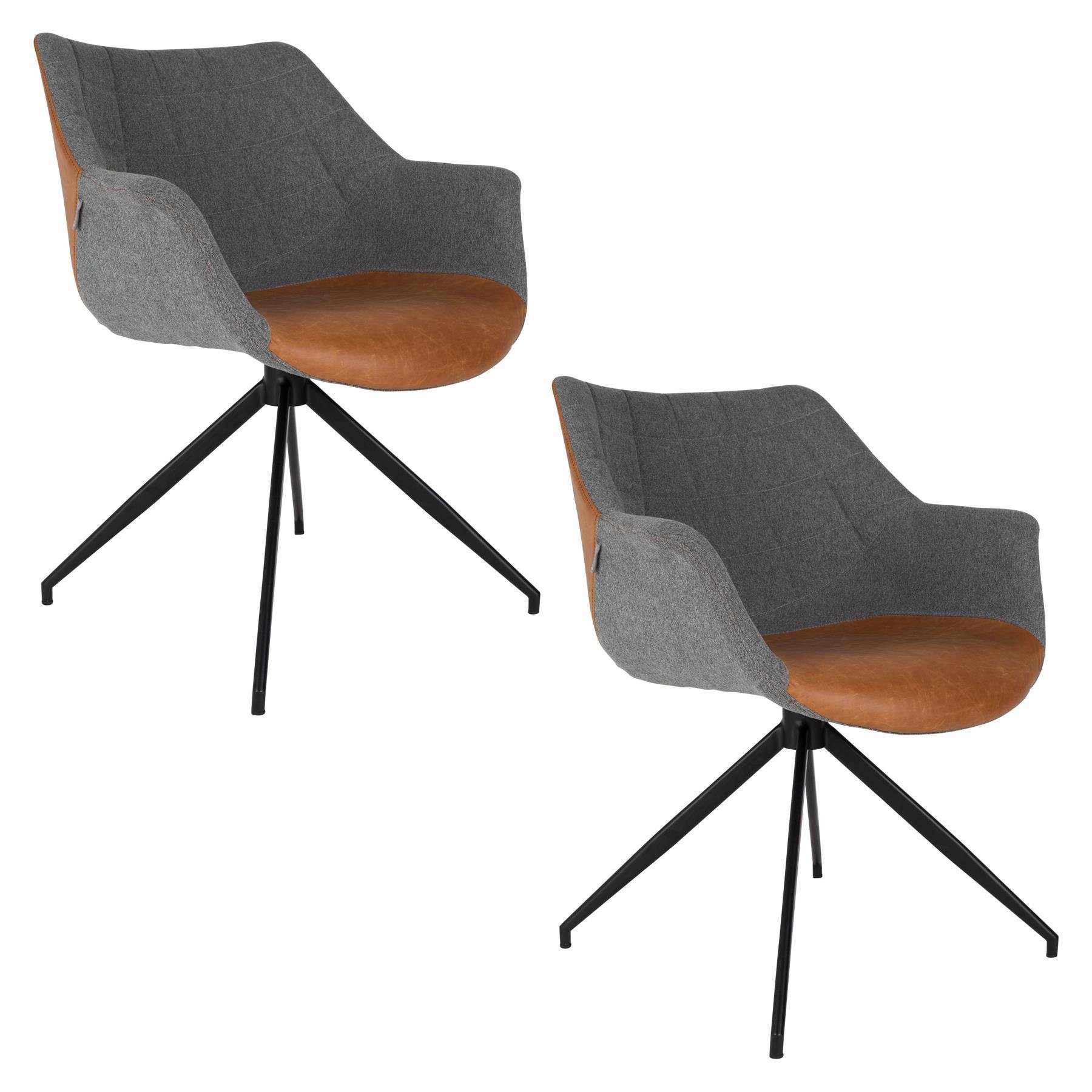 Zuiver Doulton Eetkamerstoelen Vintage Bruin - Set van 2