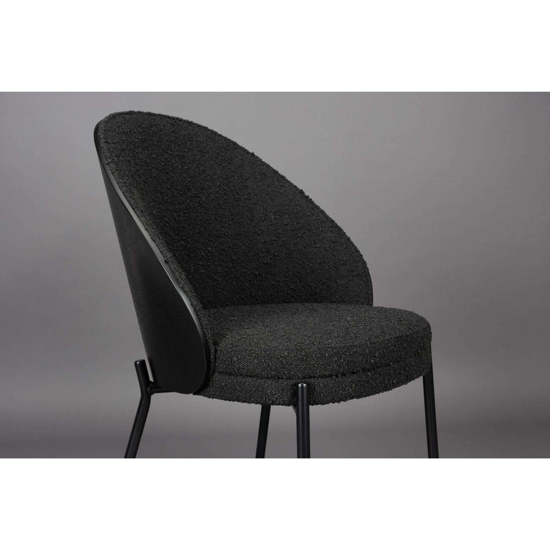 Dutchbone Rodin Eetkamerstoelen Bouclé Zwart - Set van 2