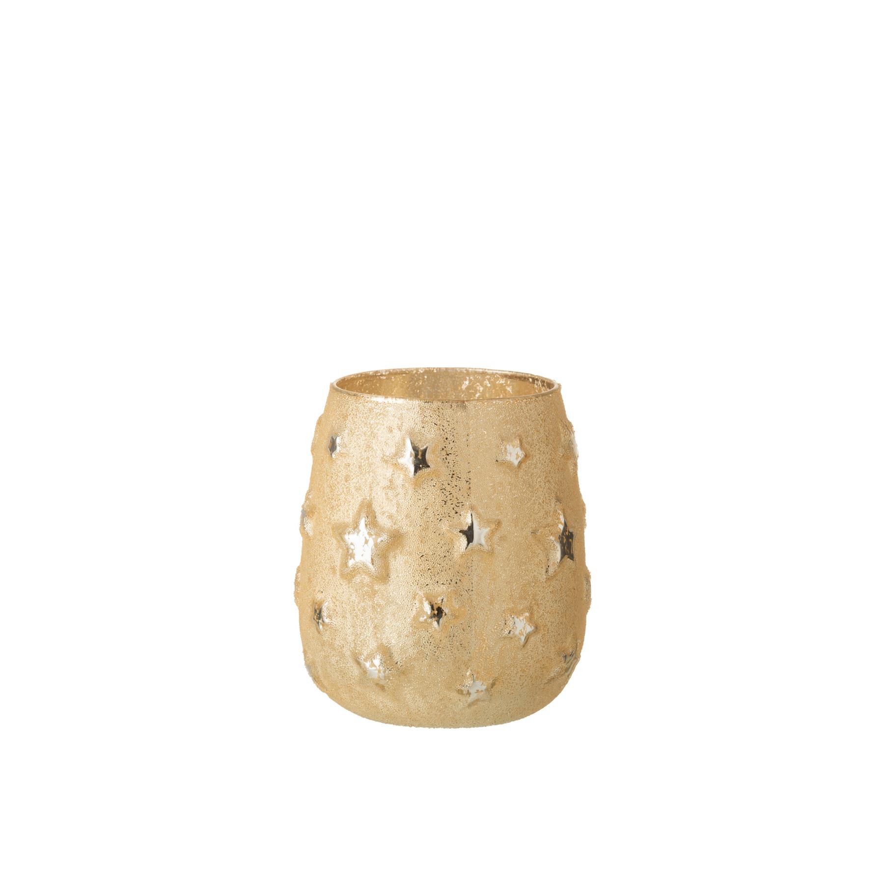 J-Line theelichthouder Ster - glas - goud - large