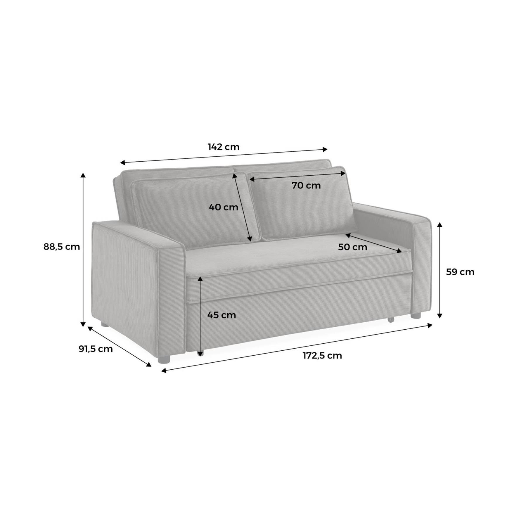 sweeek - 3-zits velours slaapbank B 172,5 x D 91,5 x 88,5cm