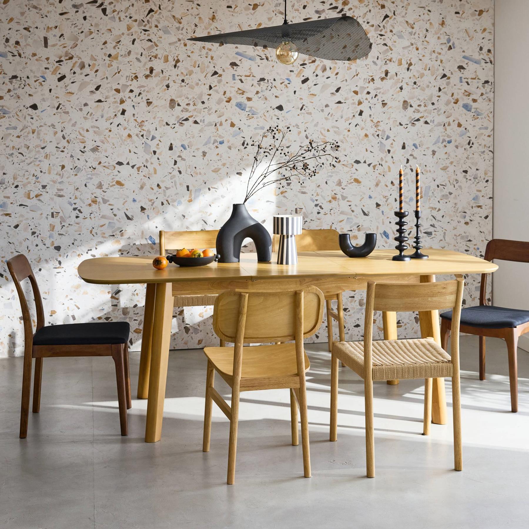 sweeek - Rechthoekige uitschuifbare eettafel 160 - 210cm, eiken en