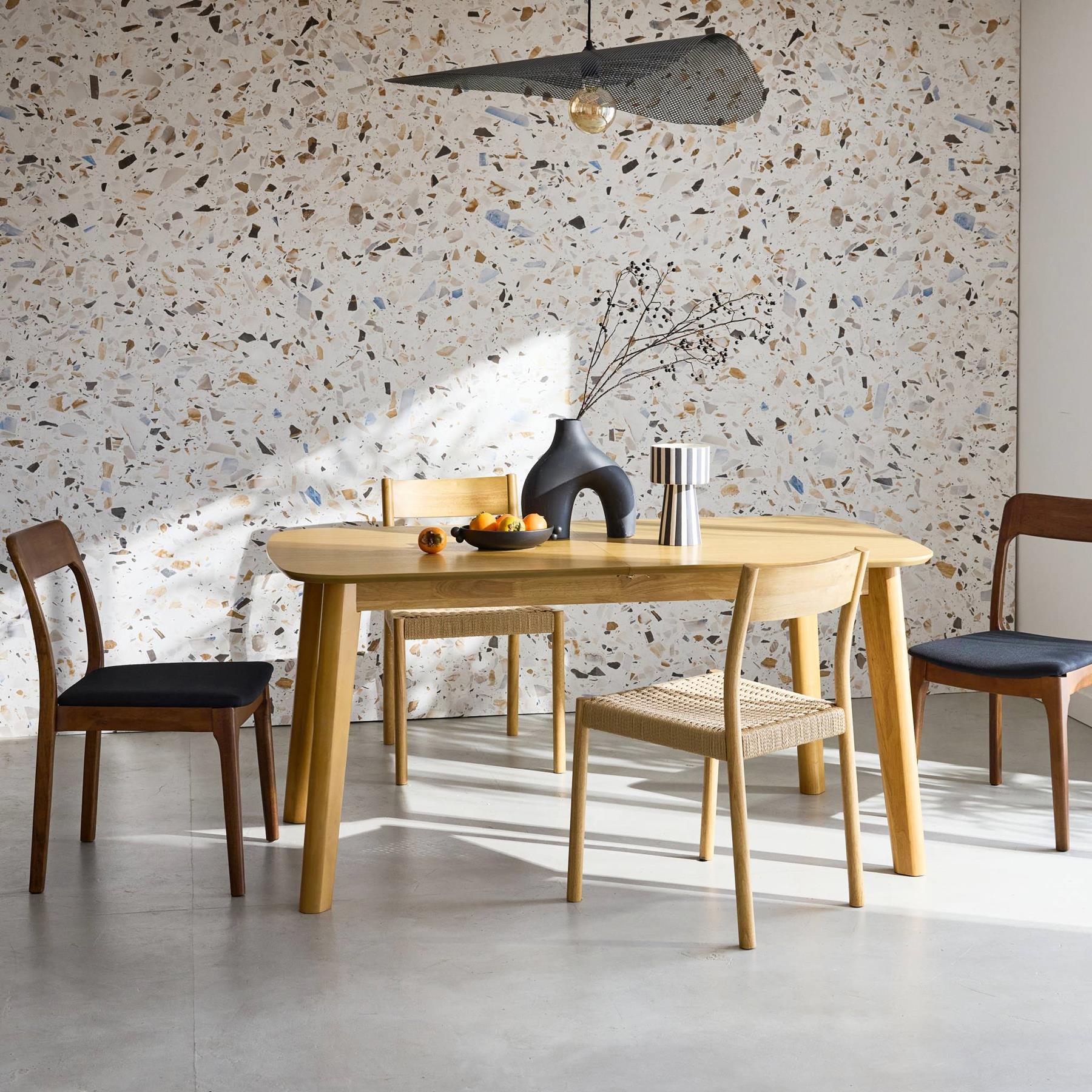 sweeek - Rechthoekige uitschuifbare eettafel 160 - 210cm, eiken en