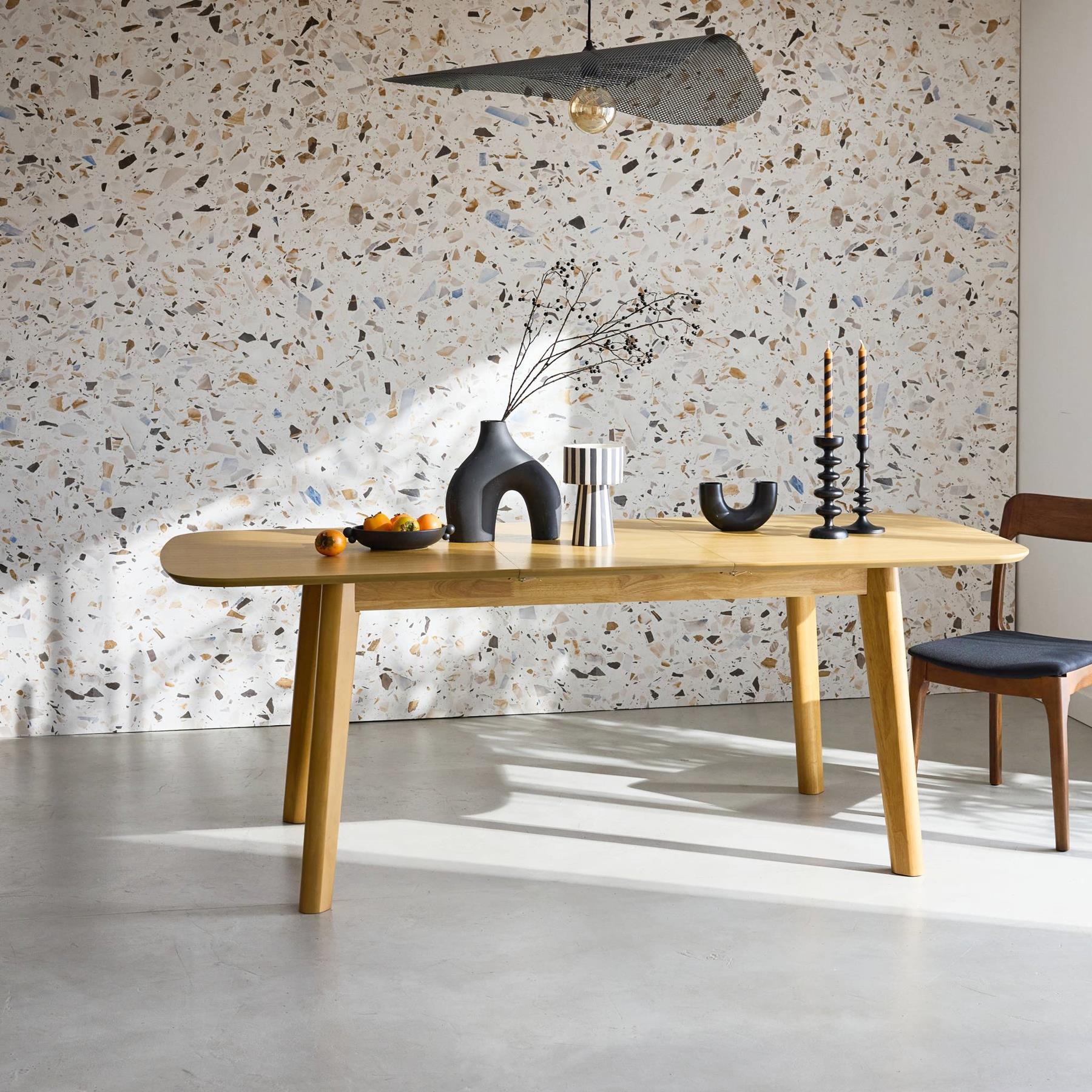 sweeek - Rechthoekige uitschuifbare eettafel 160 - 210cm, eiken en