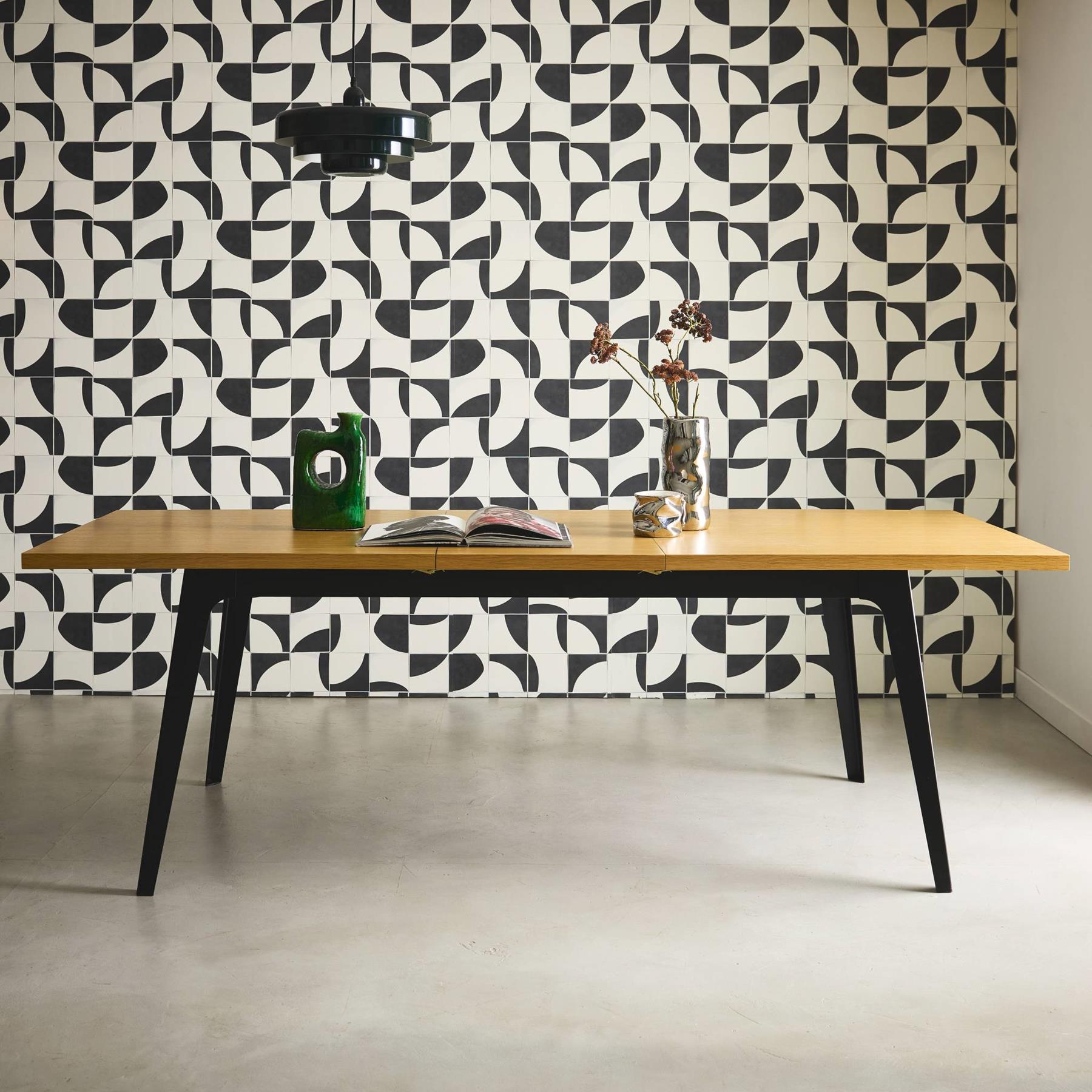 sweeek - Uitschuifbare rechthoekige eettafel 180-230cm, eiken en