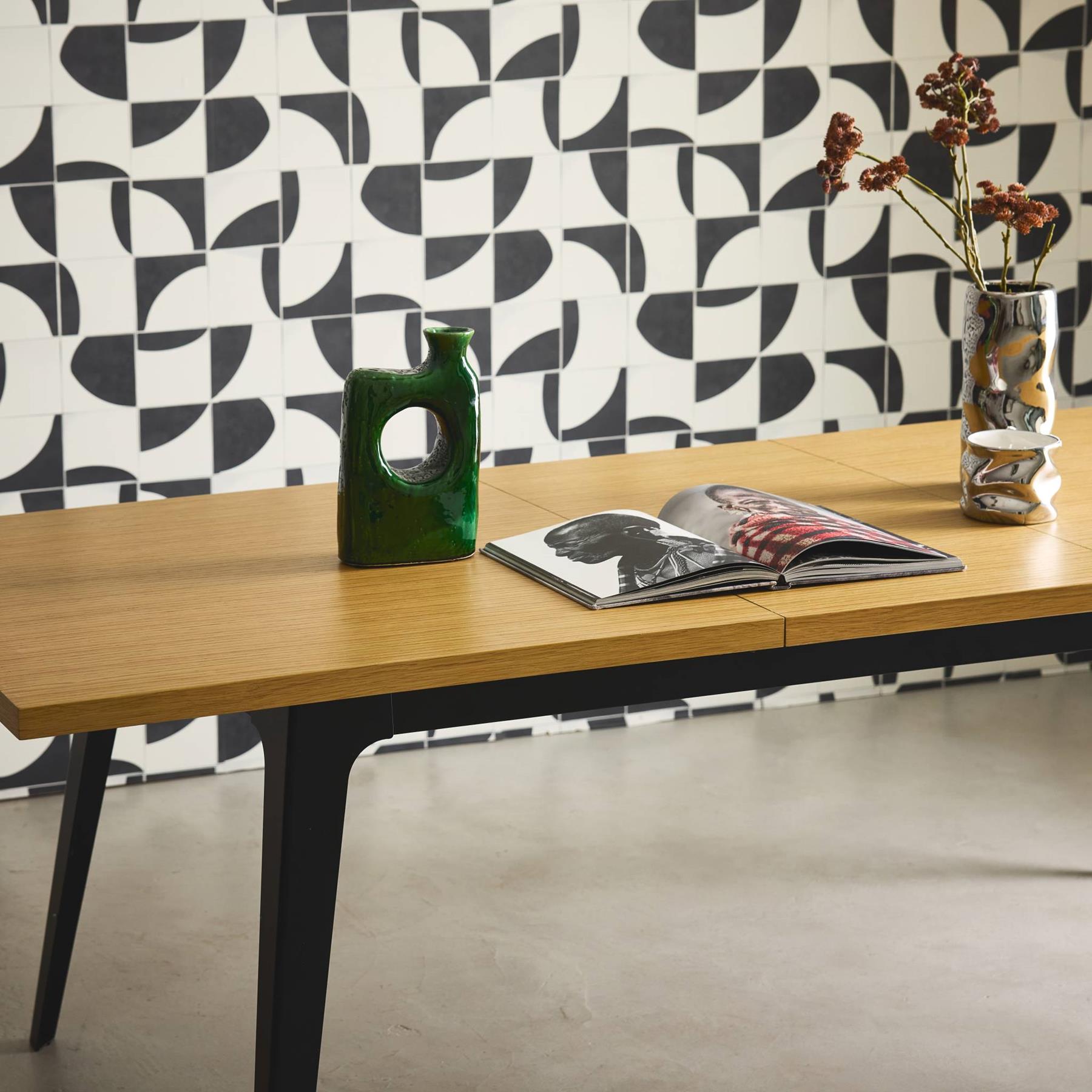 sweeek - Uitschuifbare rechthoekige eettafel 180-230cm, eiken en