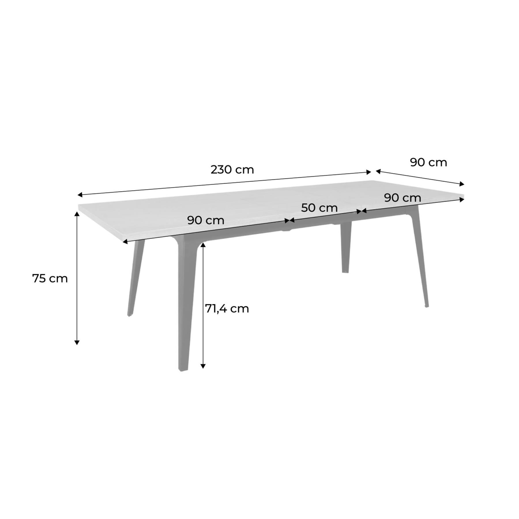 sweeek - Uitschuifbare rechthoekige eettafel 180-230cm, eiken en