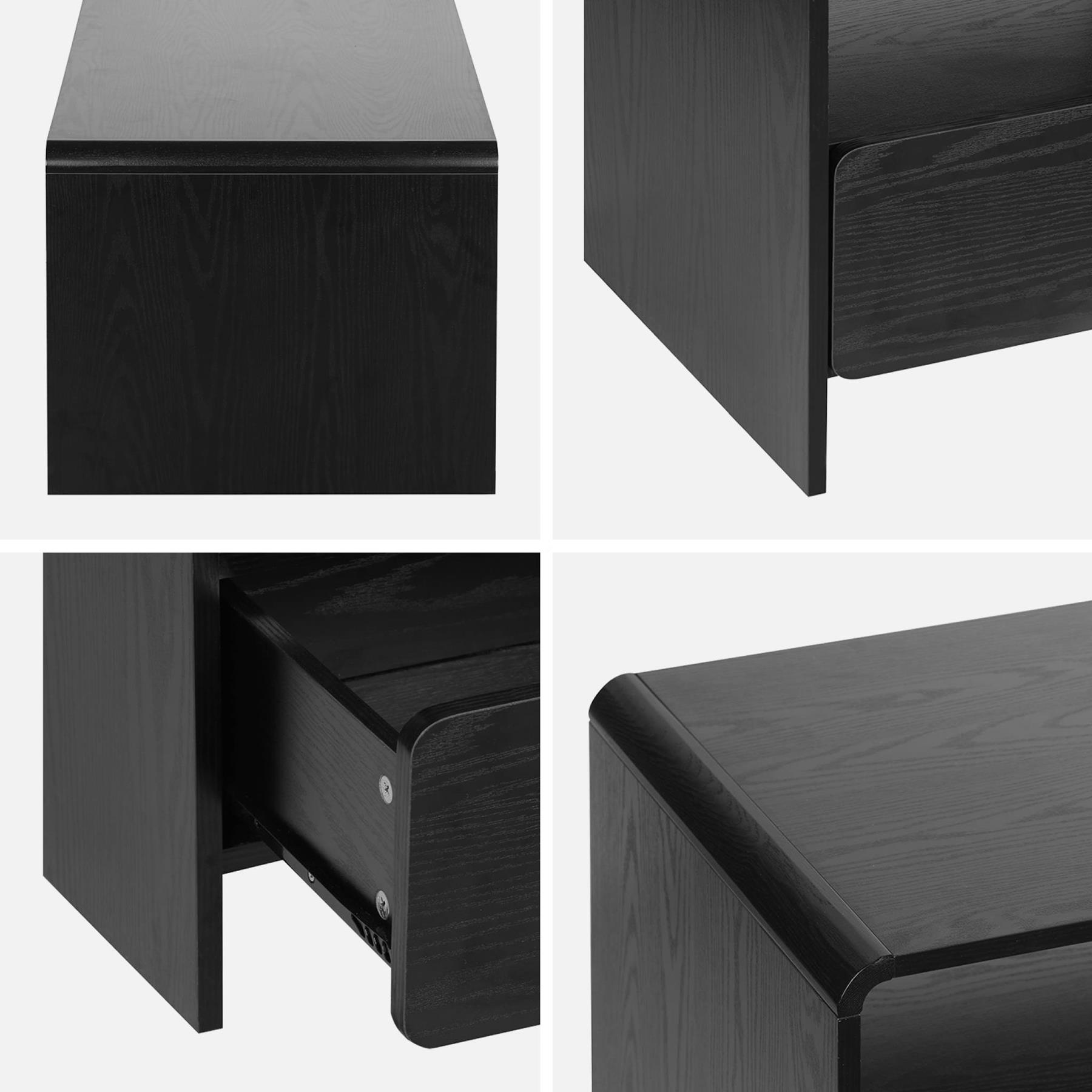 sweeek - TV-meubel met 2 laden en 2 legplanken, afgerond houteffect