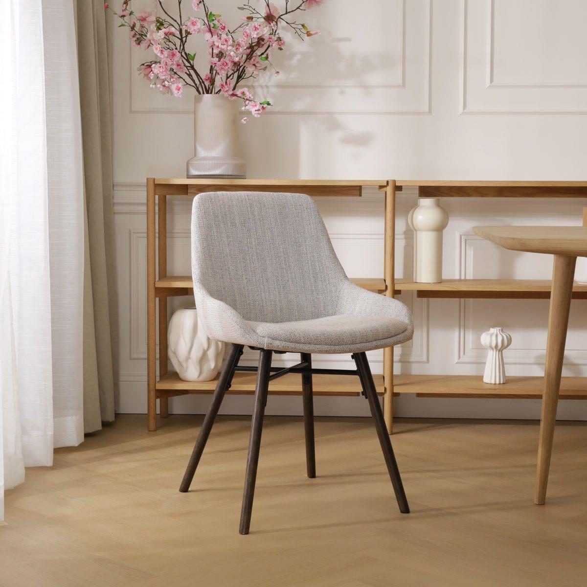 Nolon Nena-Isa Eetkamerstoel Beige Gemêleerd - Stof - Walnoot Poten