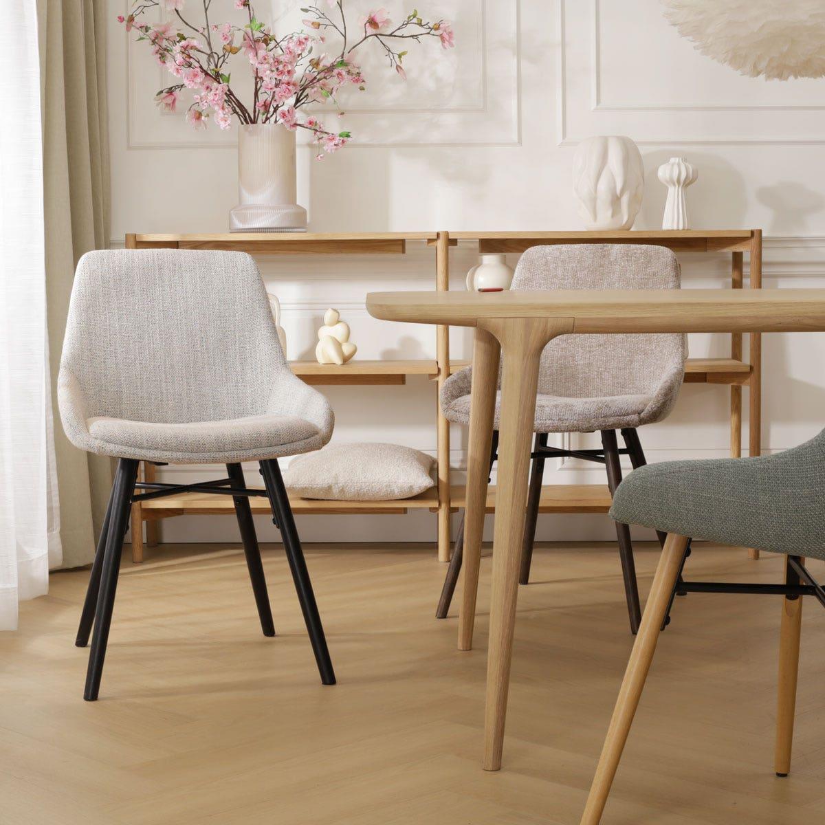 Nolon Nena-Isa Eetkamerstoel Beige Gemêleerd - Stof - Walnoot Poten