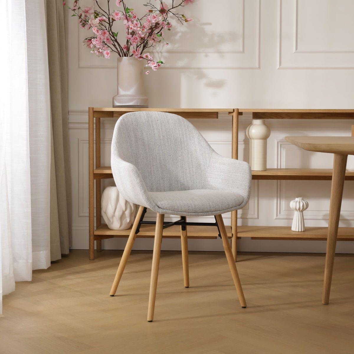 Nolon Nena-Mae Eetkamerstoel Beige Gemêleerd - Armleuning - Stof