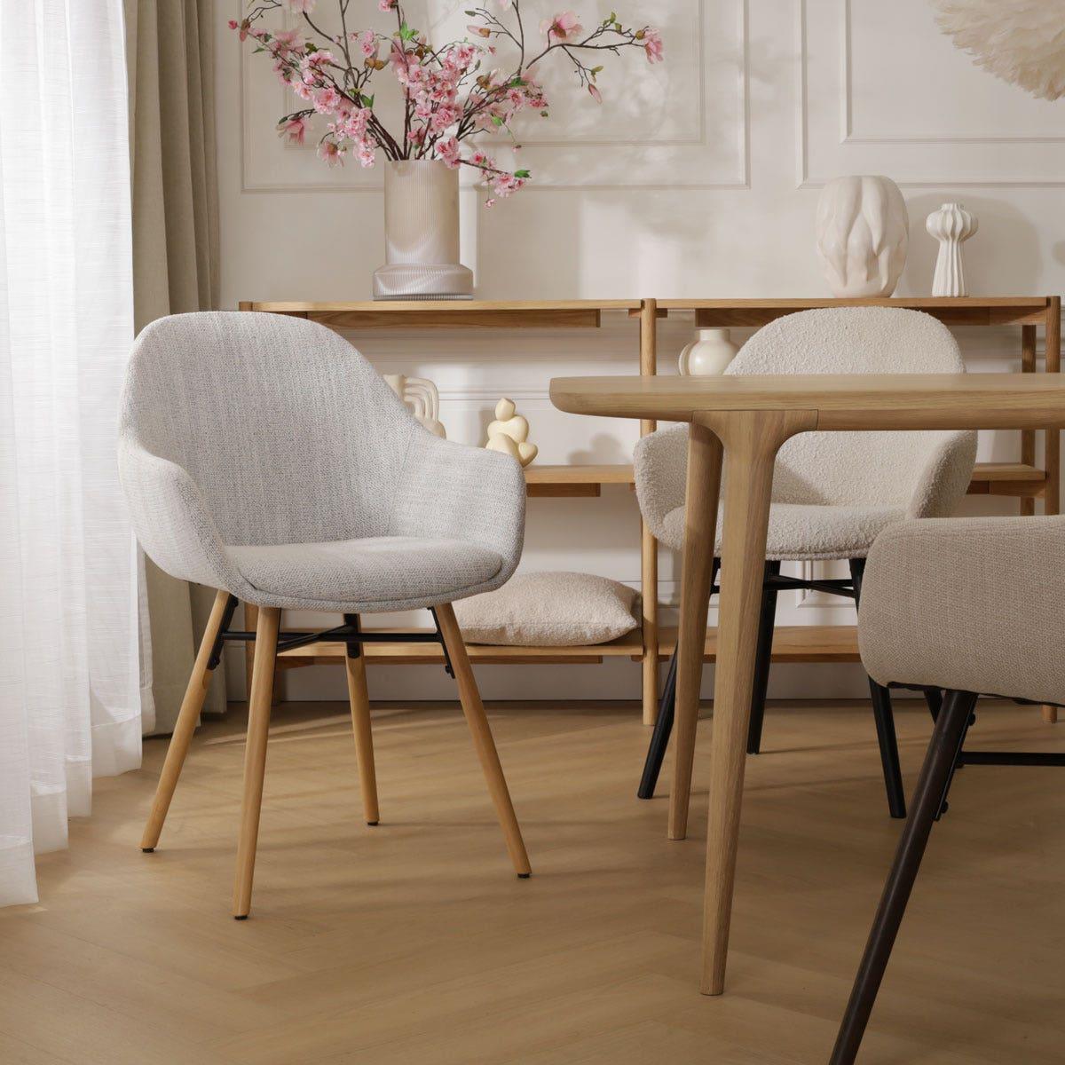 Nolon Nena-Mae Eetkamerstoel Beige Gemêleerd - Armleuning - Stof