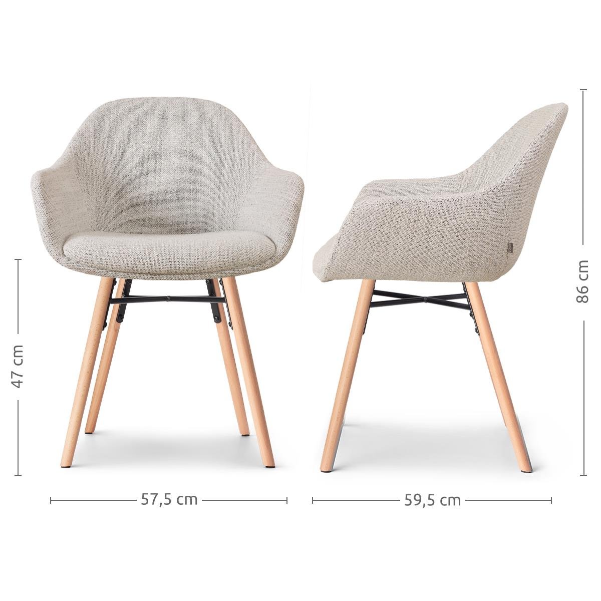 Nolon Nena-Mae Eetkamerstoel Beige Gemêleerd - Armleuning - Stof