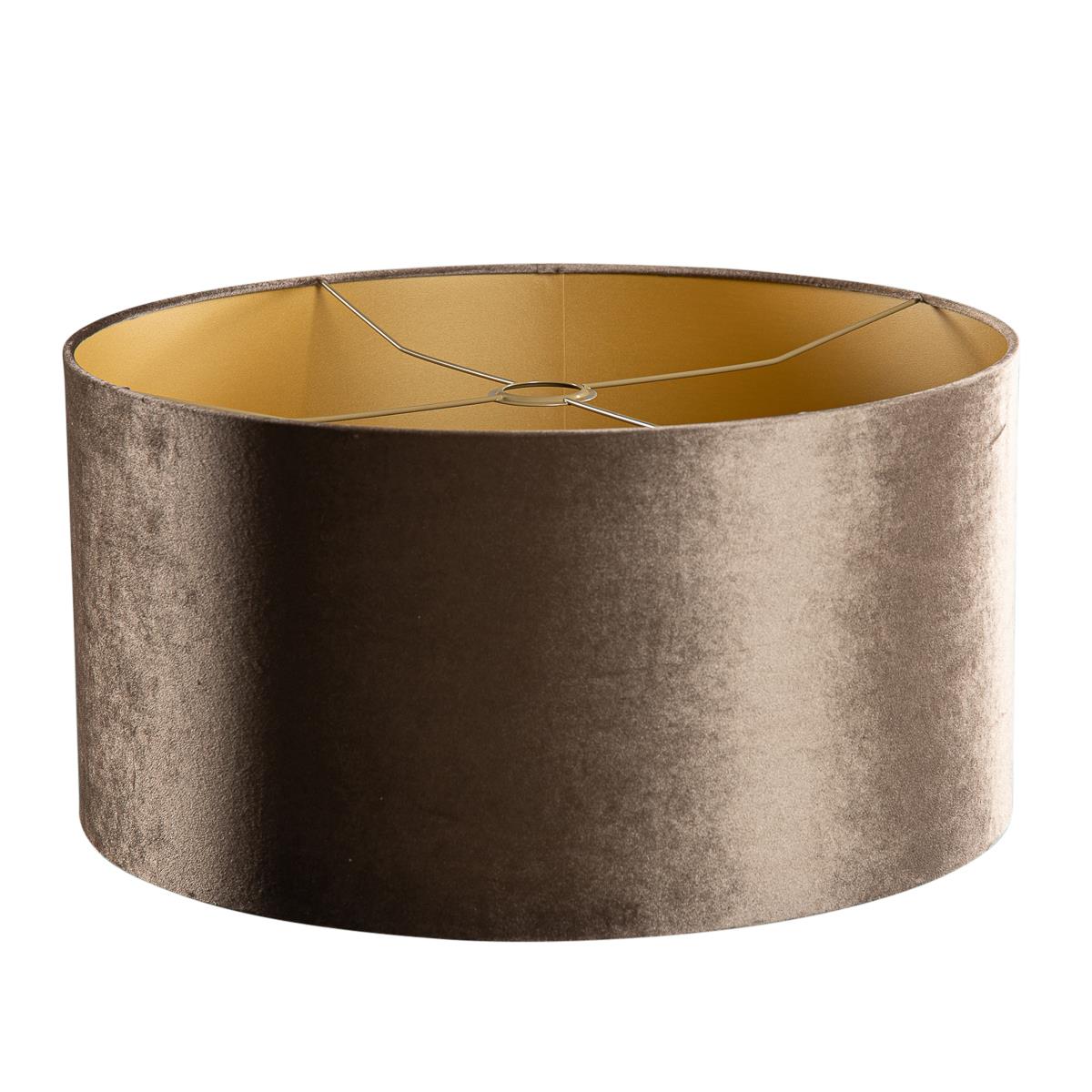 QAZQA Velours lampenkap bruin met gouden binnenkant 50|50|25
