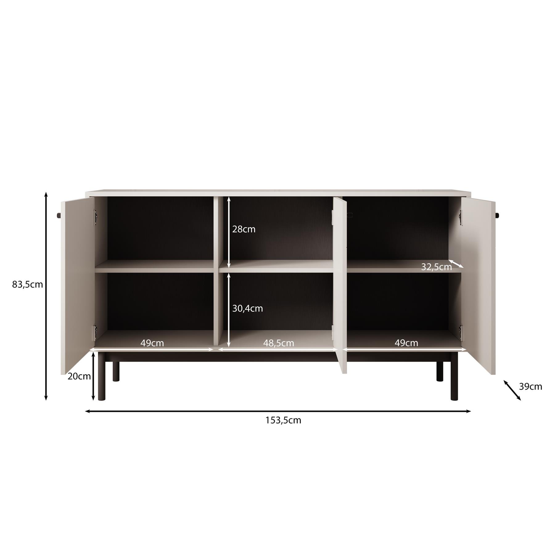 Meubella Dressoir Jules - Beige - 154 cm