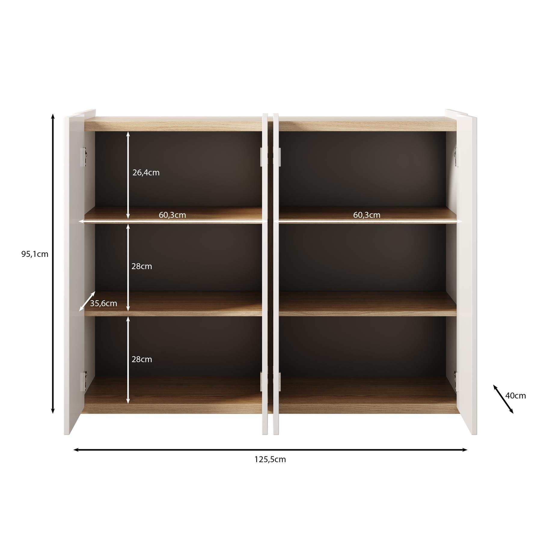 Meubella Schoenenkast Encore - Eiken - 126 cm