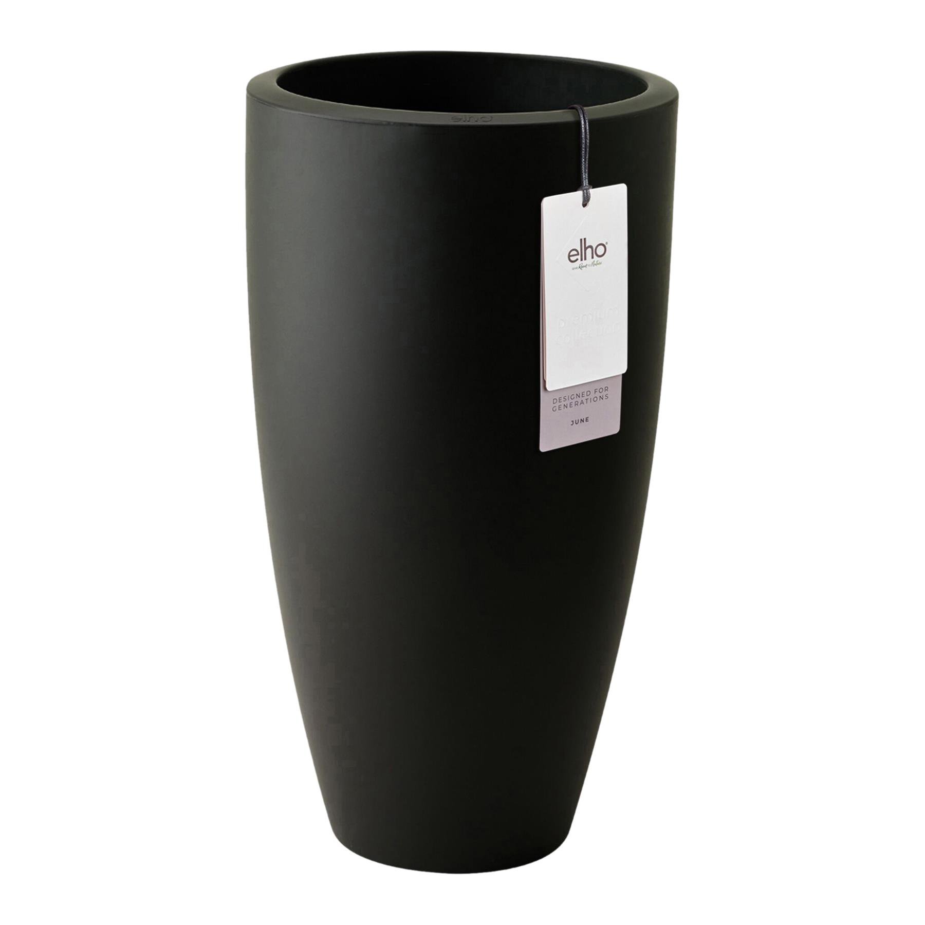 Elho June Round High 30 - Zwart - L 30 x B  x H 53 cm - Binnen en Buiten - 100% gerecycled