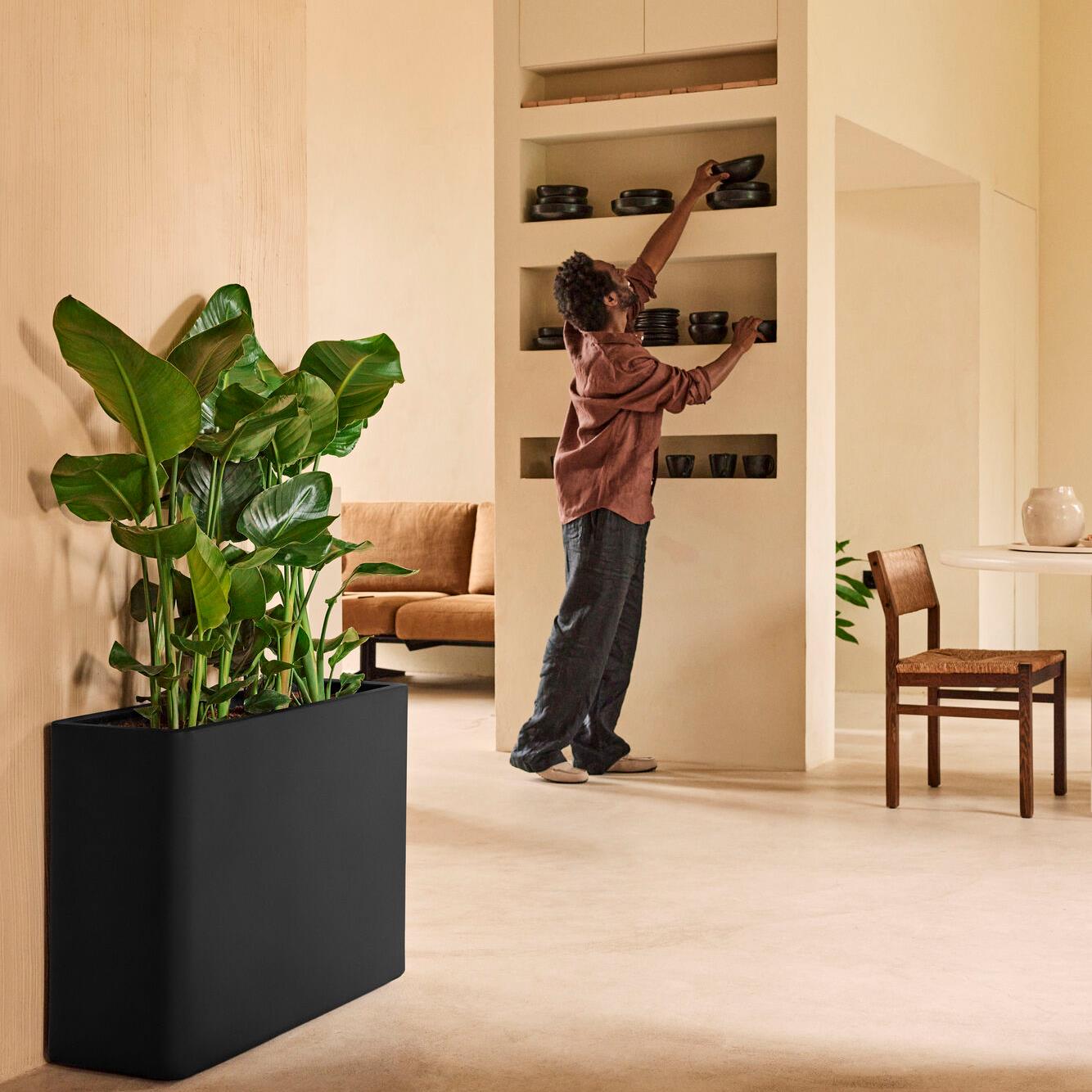 Elho June Brick Divider 80 - Zwart - L 79 x B  x H 59 cm - Binnen en Buiten - 100% gerecycled