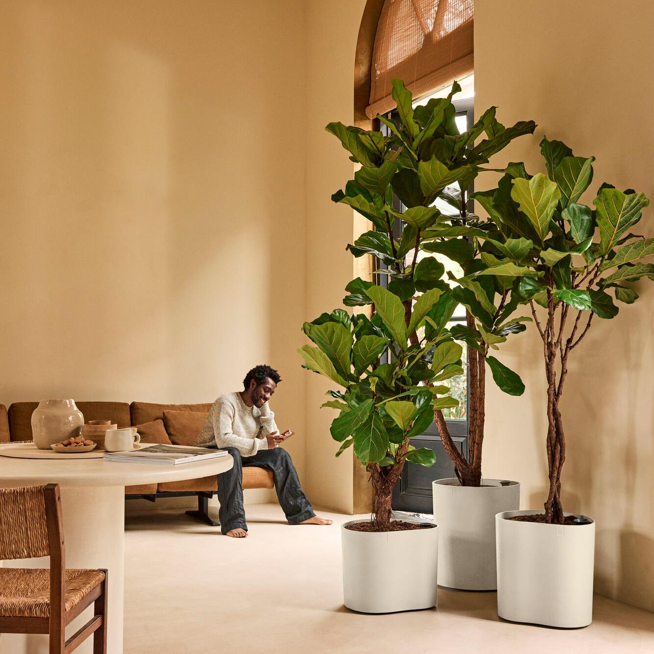 Elho Eden Aquacare Low 40 - Linnen wit - L 44 x B  x H 35 cm - Binnen en Buiten - 100% gerecycled