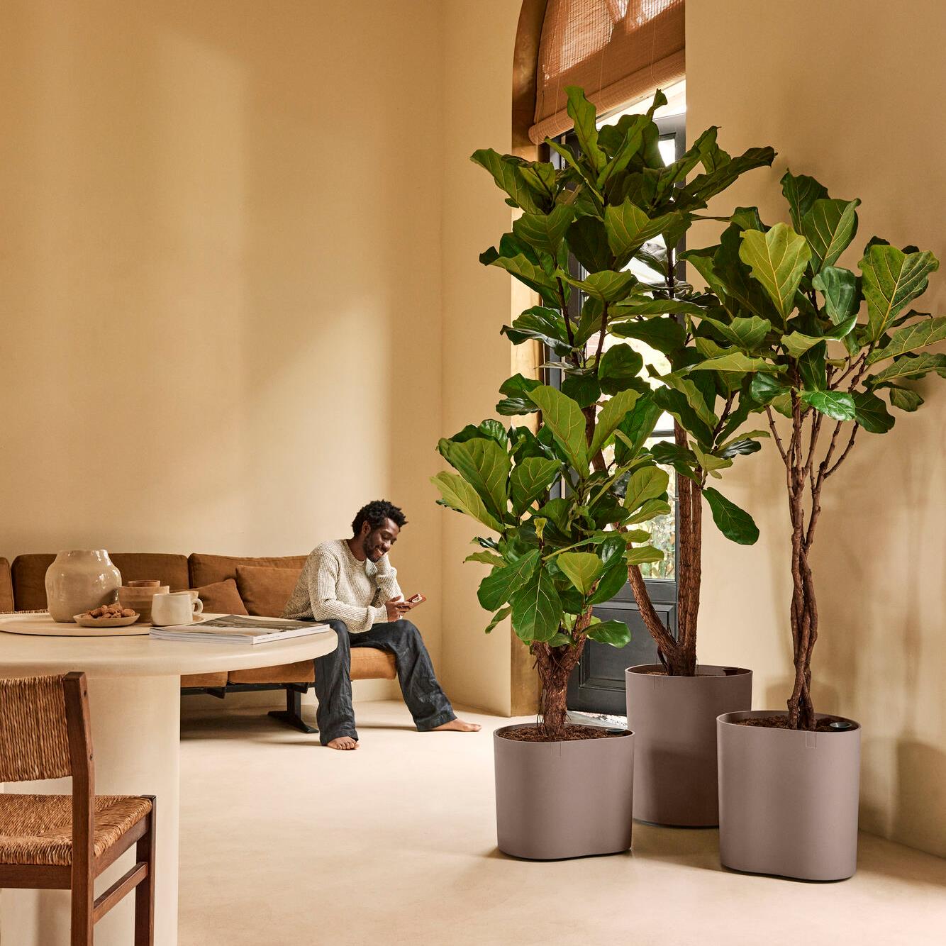 Elho Eden Aquacare High 40 - Zacht taupe - L 43 x B  x H 50 cm - Binnen en Buiten - 100% gerecycled