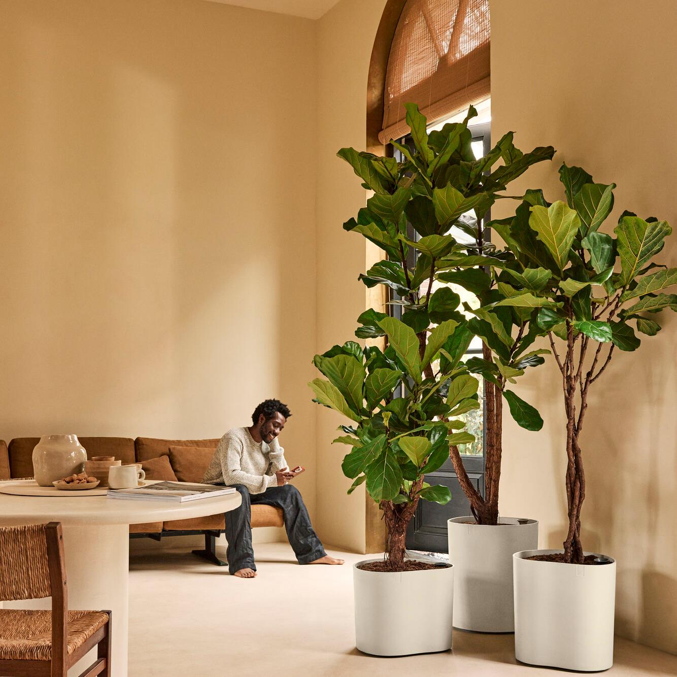 Elho Eden Aquacare High 40 - Linnen wit - L 43 x B  x H 50 cm - Binnen en Buiten - 100% gerecycled