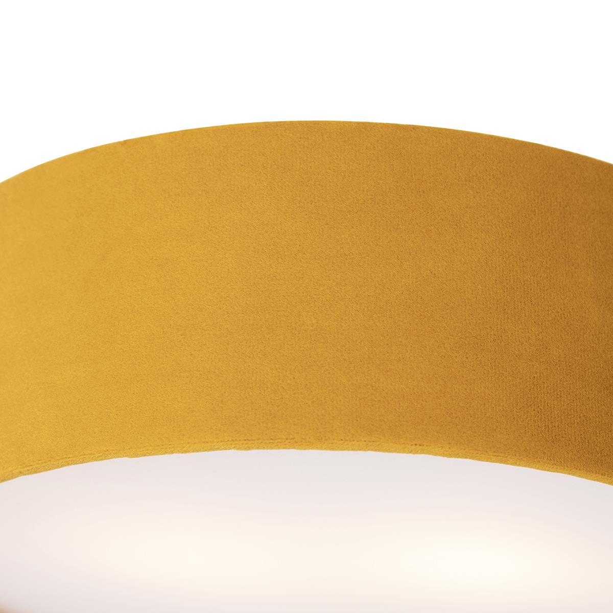 QAZQA Moderne plafondlamp oker 30 cm met gouden binnenkant - Drum