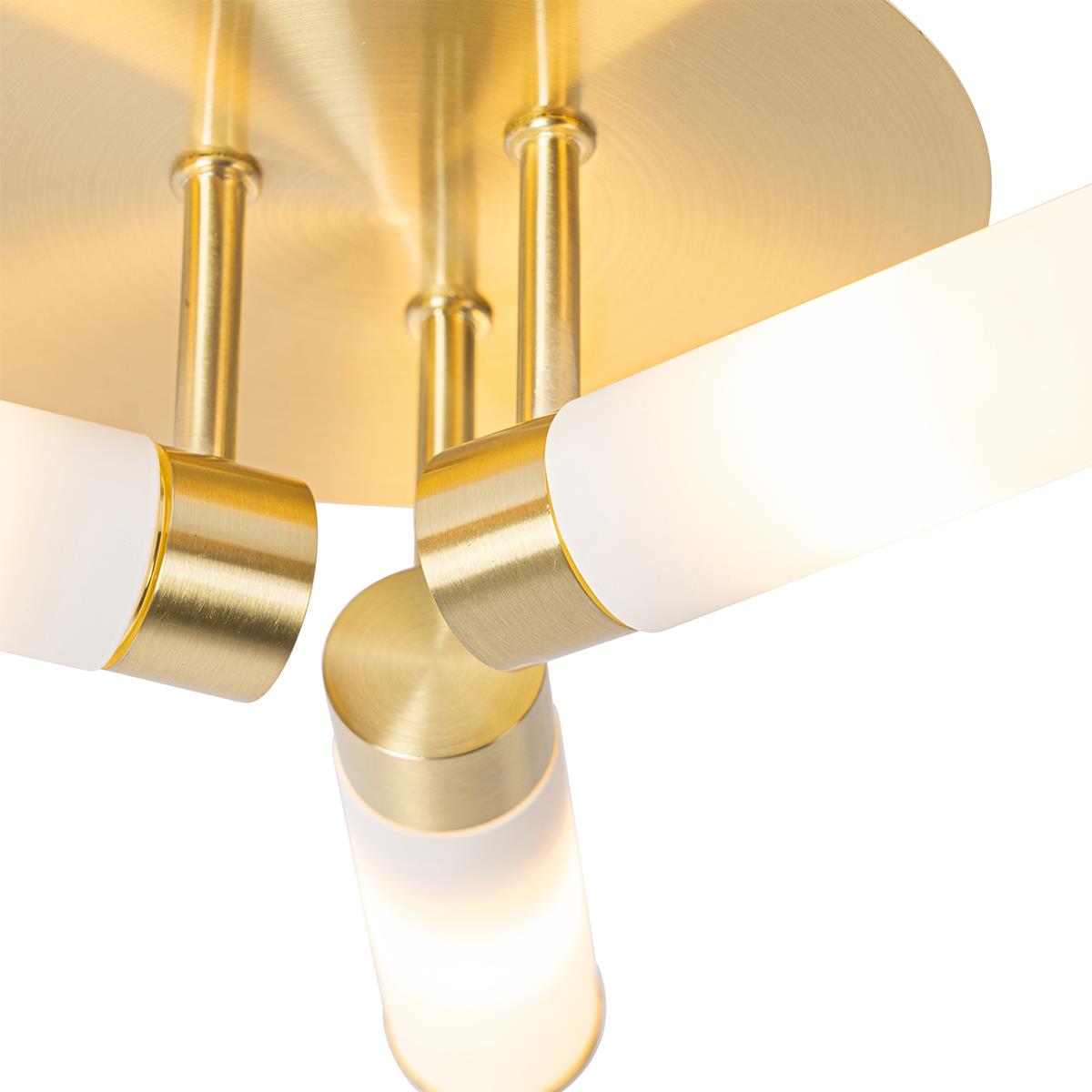 QAZQA Moderne badkamer plafondlamp messing 3-lichts IP44 - Bath