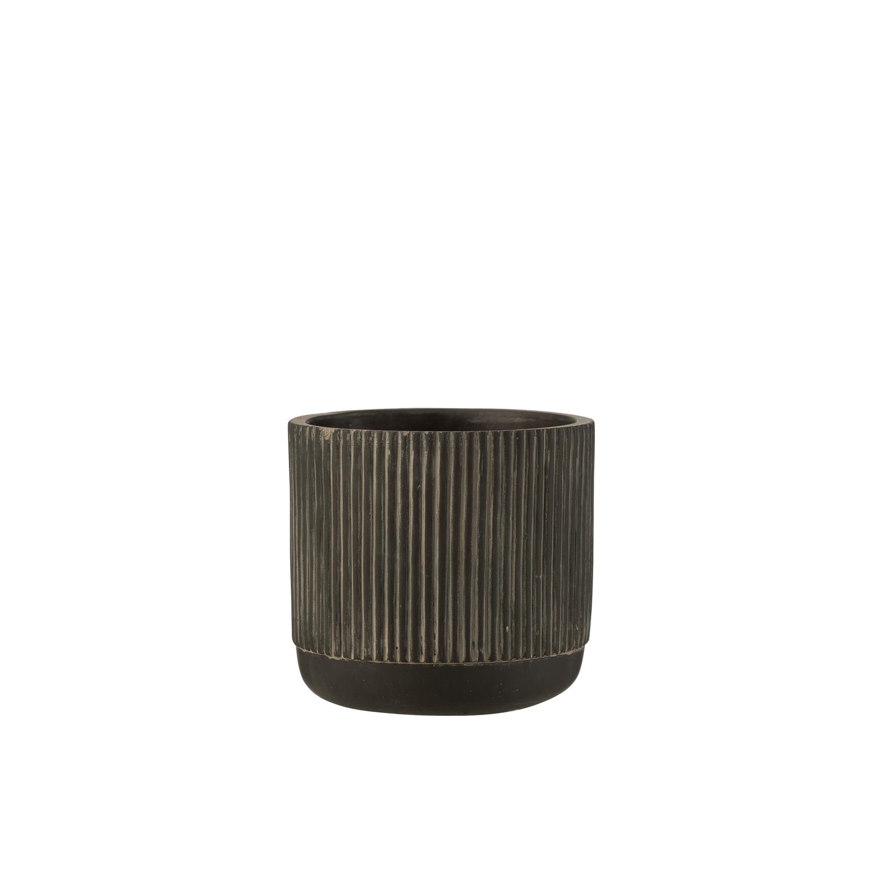 J-Line bloempot Lijn - keramiek - zwart|bruin - medium - 2 stuks - Ø 14 cm
