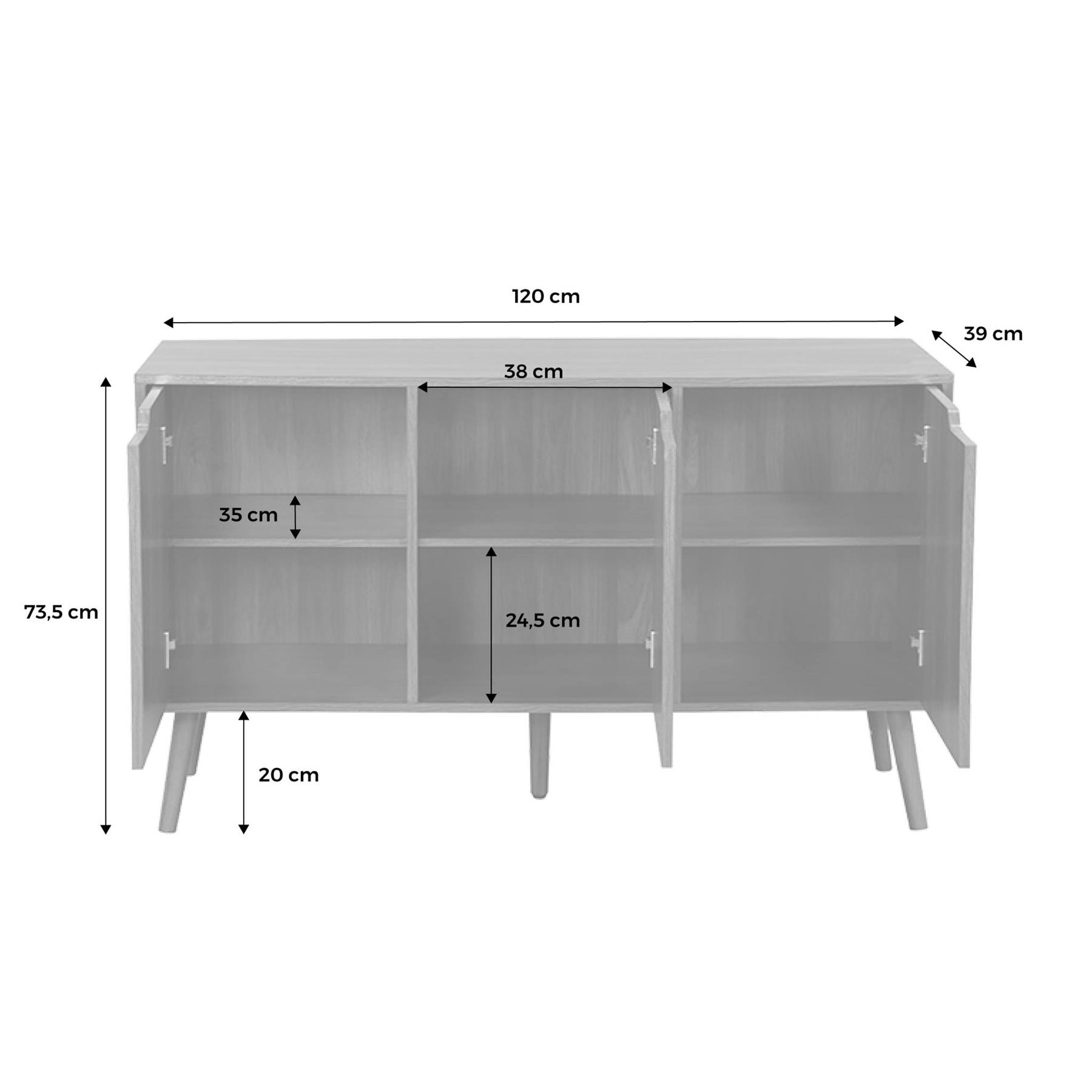 sweeek - Opbergkast in houtdecor met 3 deuren en 3 legplanken, 120cm