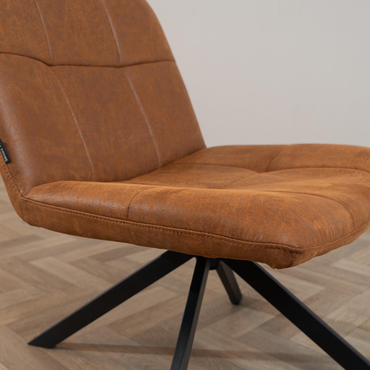 Bronx71 Industriële fauteuil Eevi cognac eco-leer