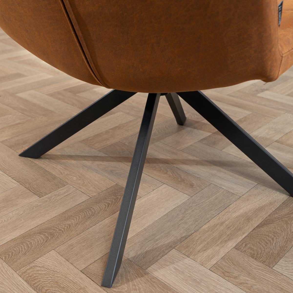 Bronx71 Industriële fauteuil Eevi cognac eco-leer