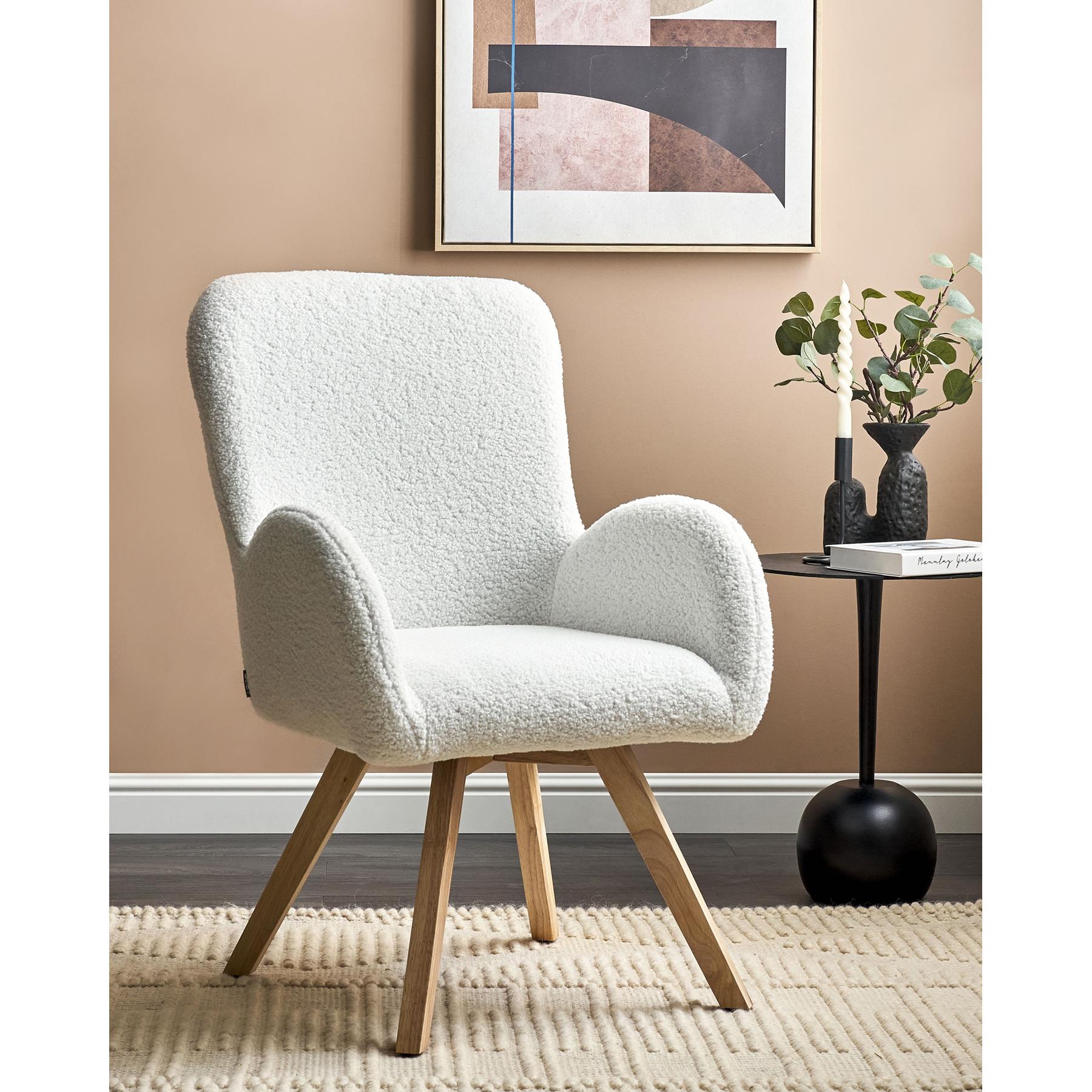 Beliani - BJARN - Fauteuil - Wit - Bouclé