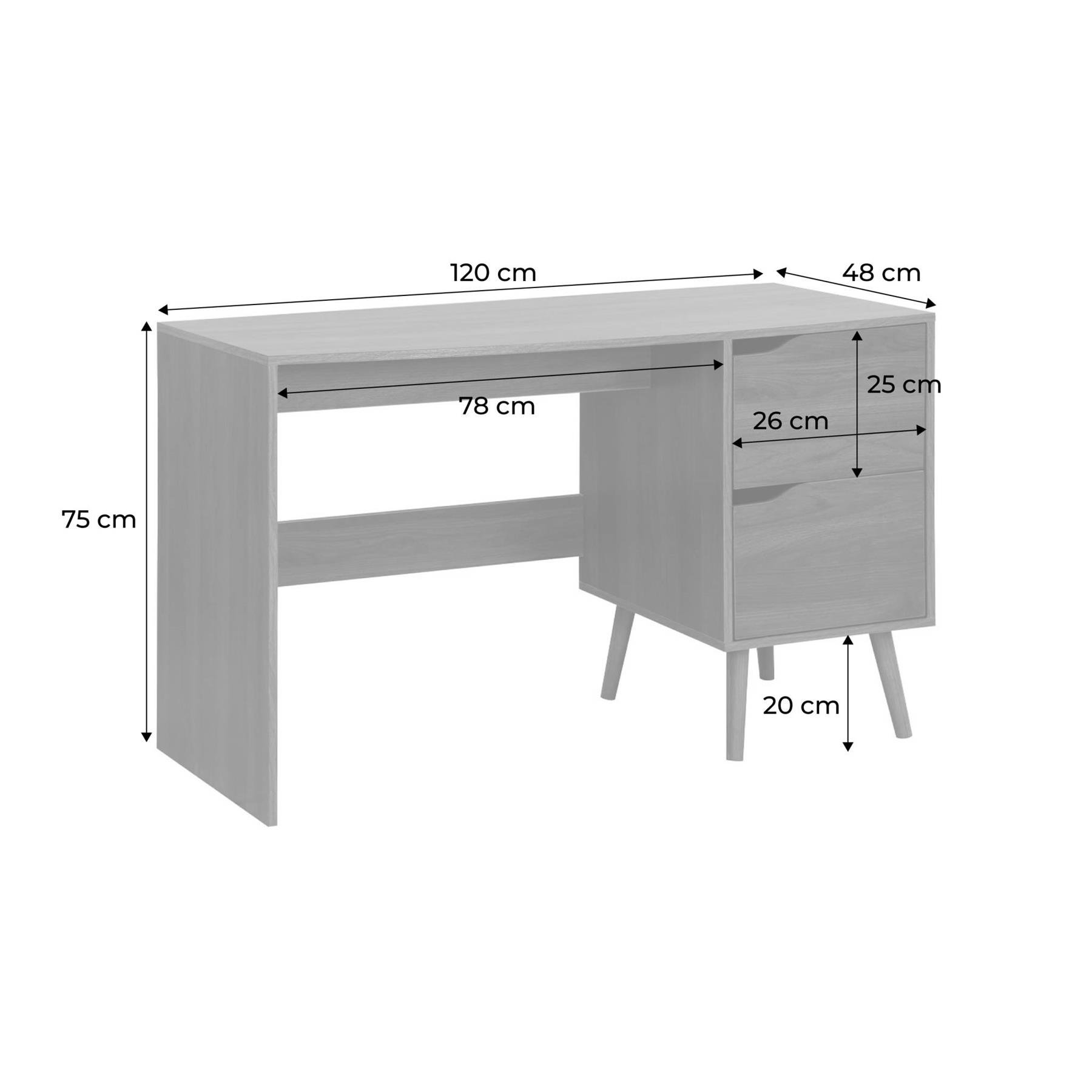 sweeek - Bureau met 2 lades in walnootkleurig hout