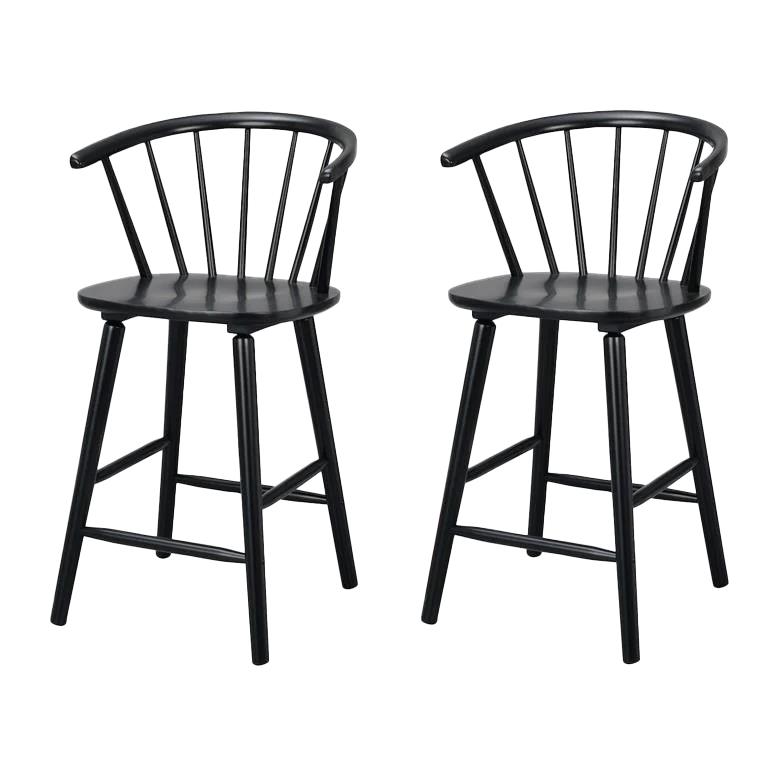 Rowico Home Carmen houten spijlen barkruk zwart - 65 cm - set van 2