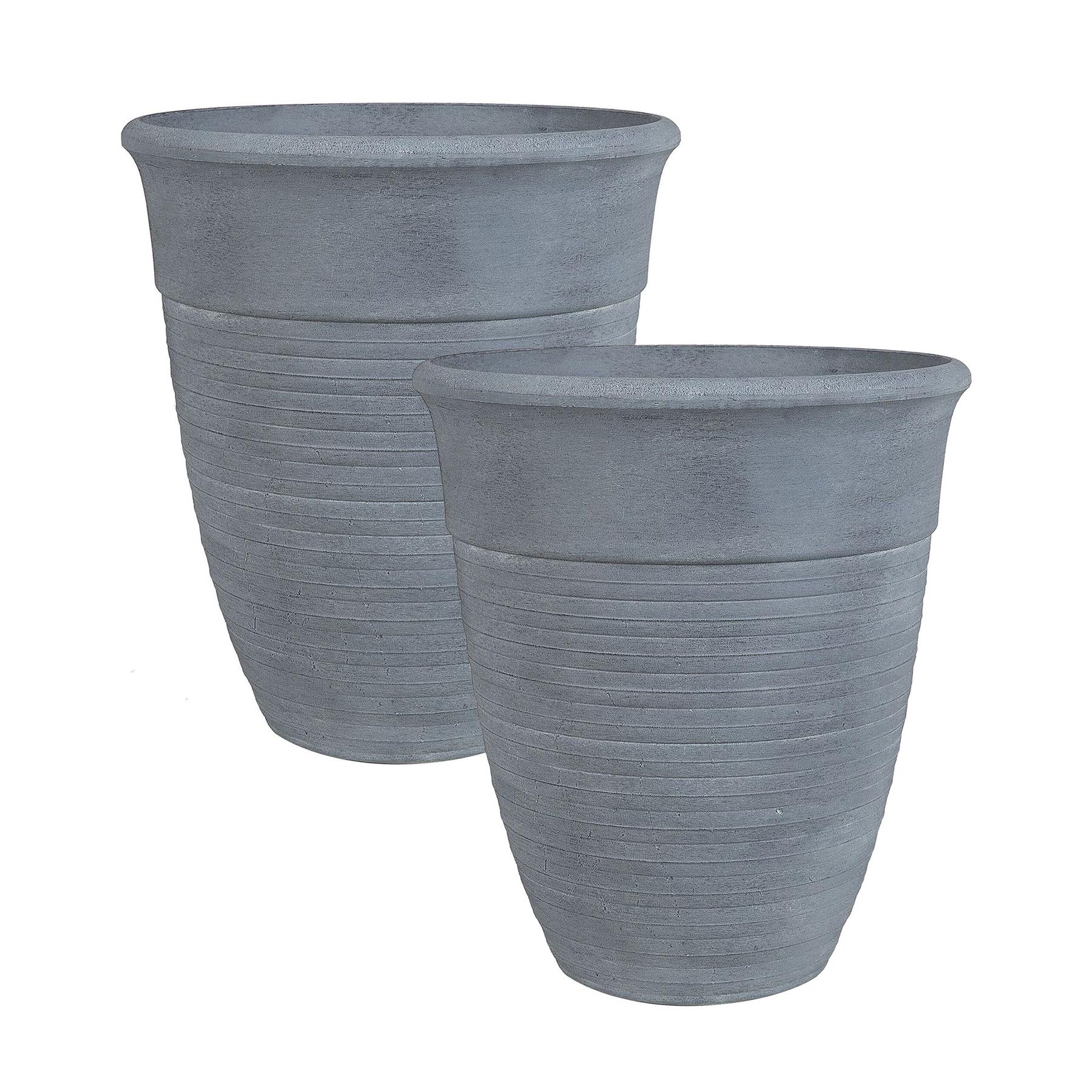 Beliani - KATALIMA - Bloempot set van 2 - Grijs - 50 cm - Stenenmix