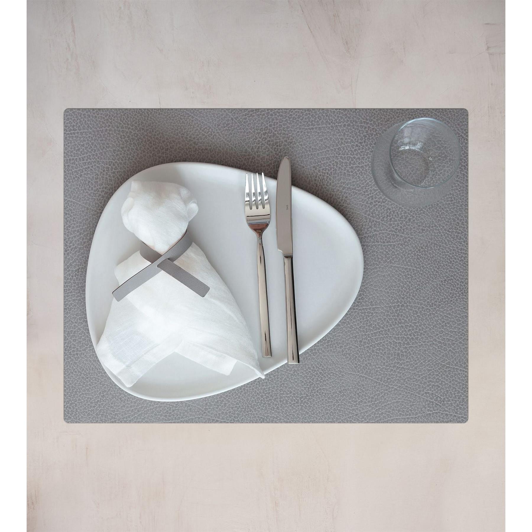 LIND DNA Placemat Hippo - Leer - Anthracite Grey - 45 x 35 cm