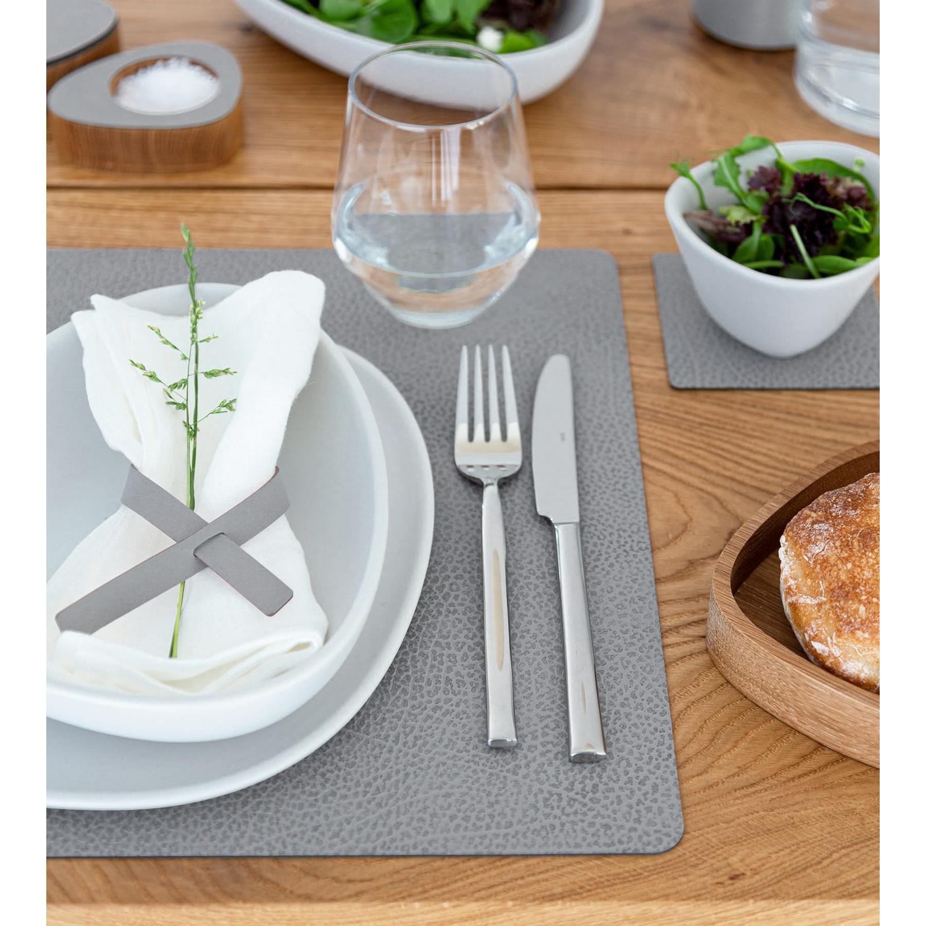 LIND DNA Placemat Hippo - Leer - Anthracite Grey - 45 x 35 cm