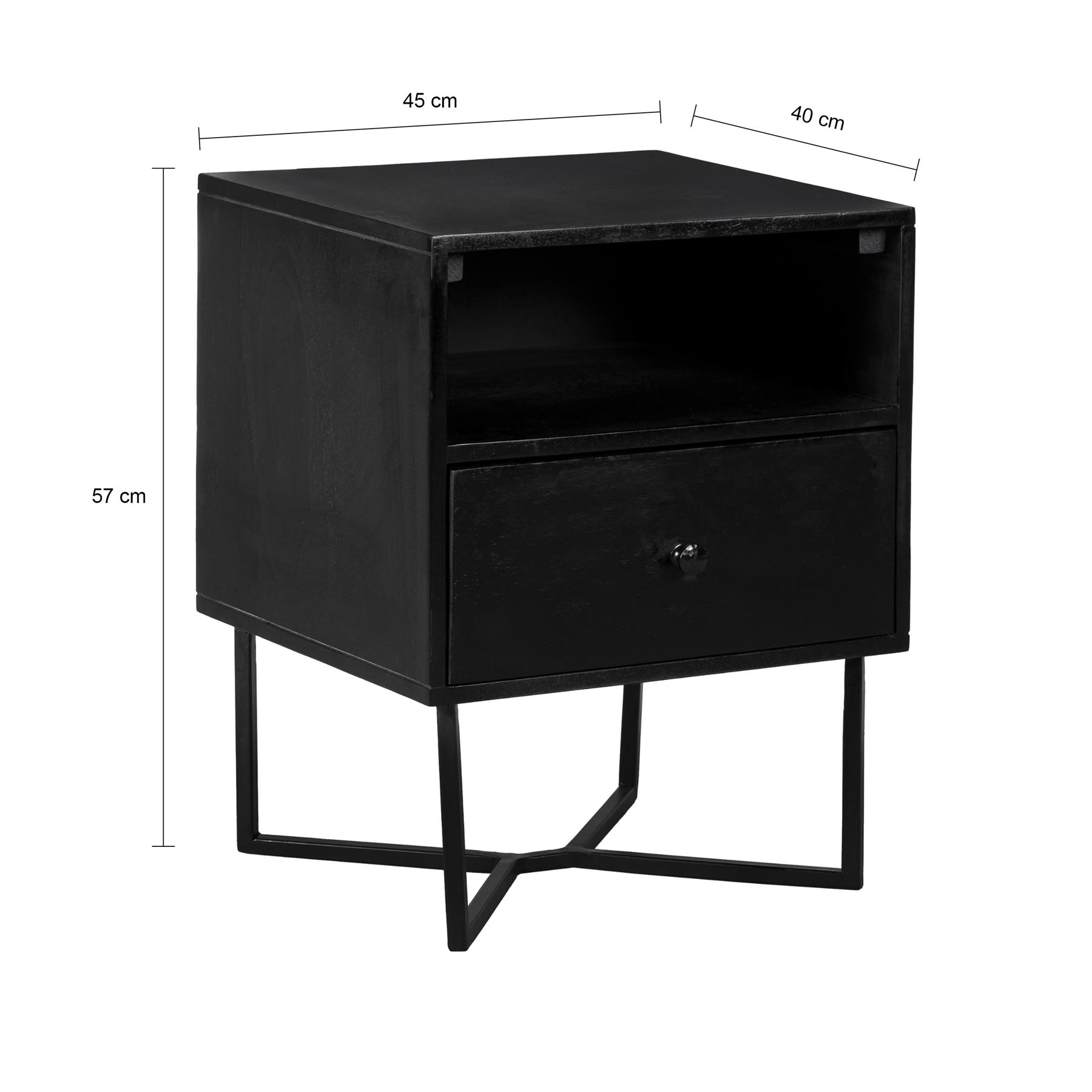 Lewis & Loft Nachtkastje Lot - FSC® mangohout - Zwart