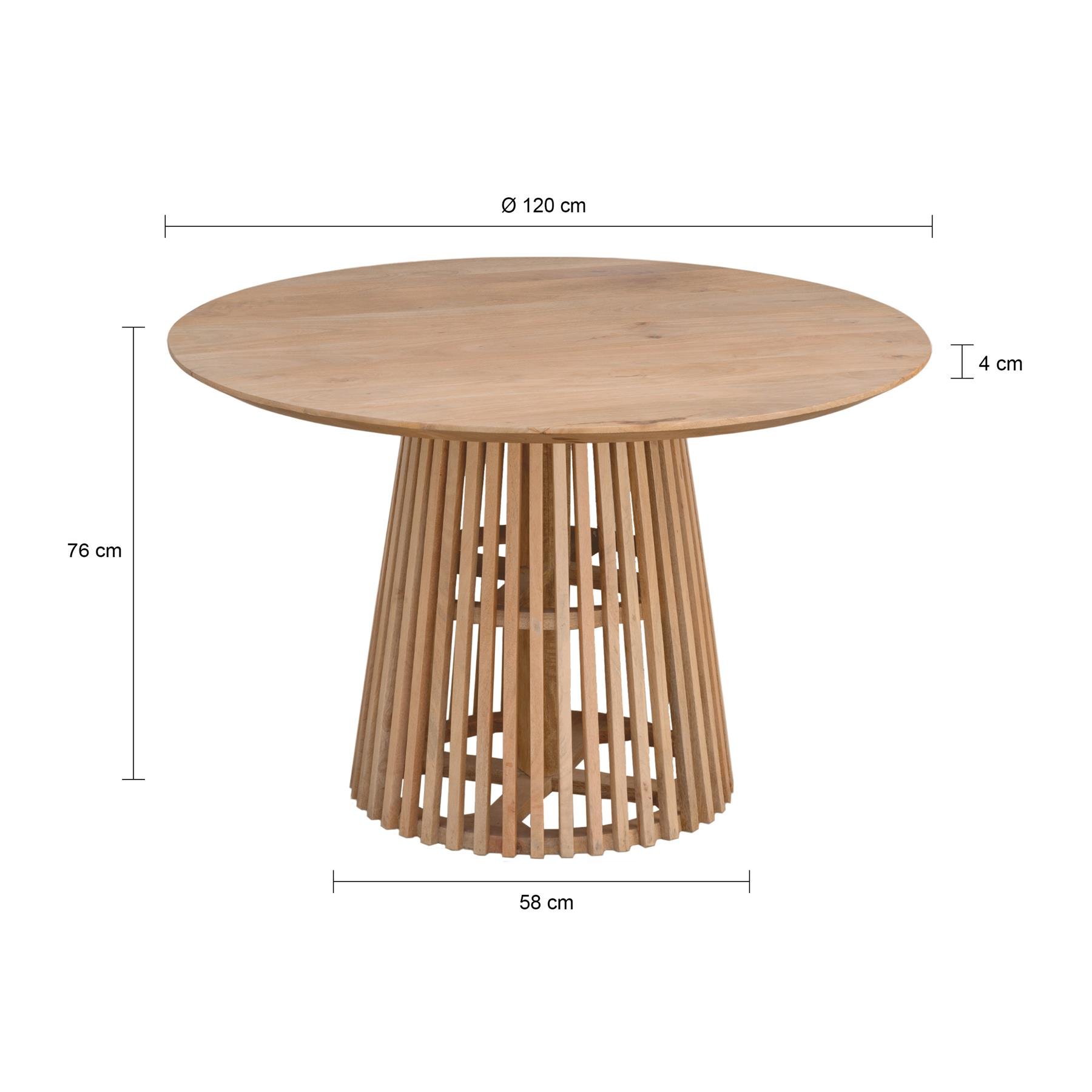 Lewis & Loft Eettafel Levi – FSC® mangohout – Rond – Ø120 cm – Naturel