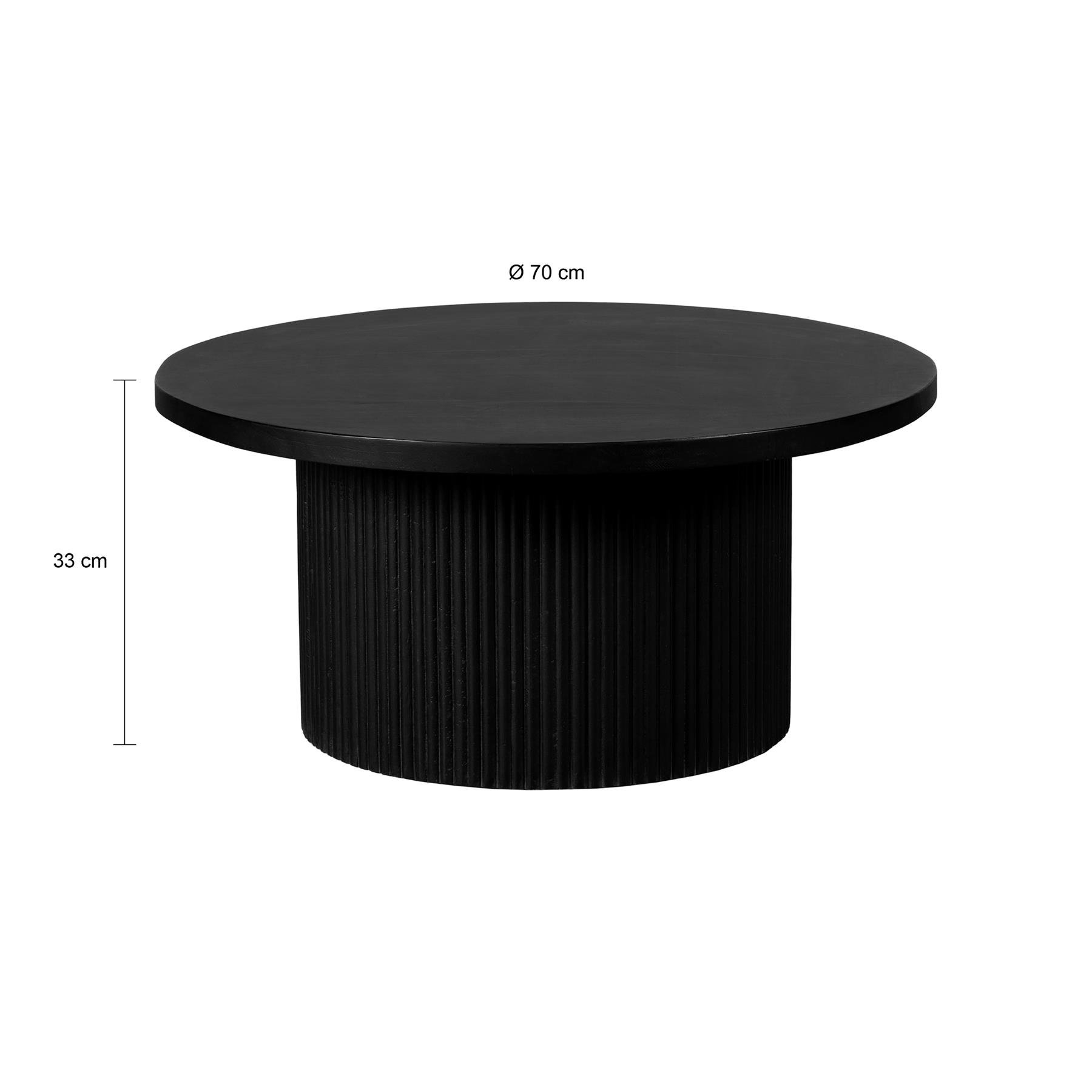 Lewis & Loft Salontafel Laila - FSC® Mangohout - Rond ⌀70 - Zwart