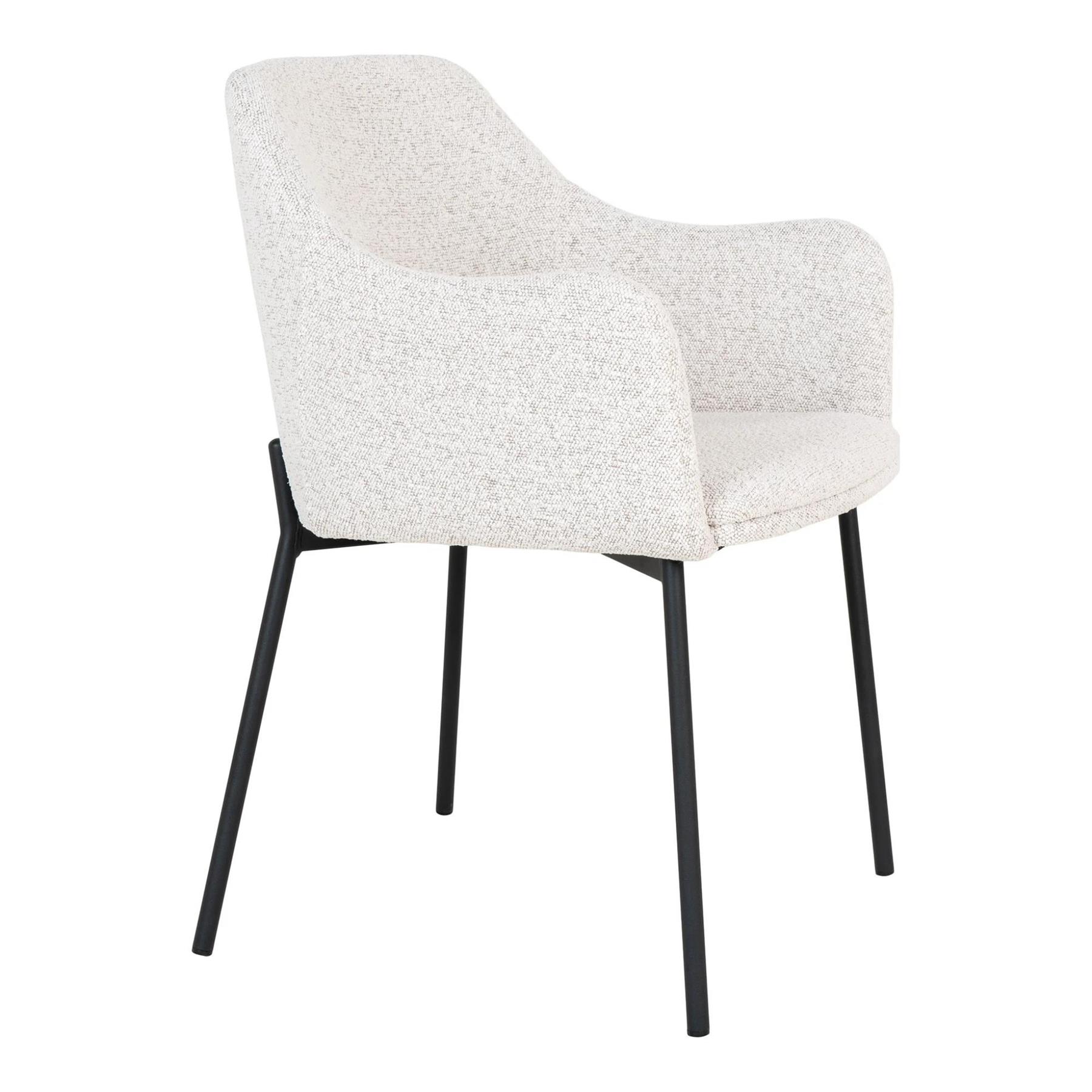 Lewis & Loft Eetkamerstoel Lima - Bouclé - Staal - Wit - Set van 6