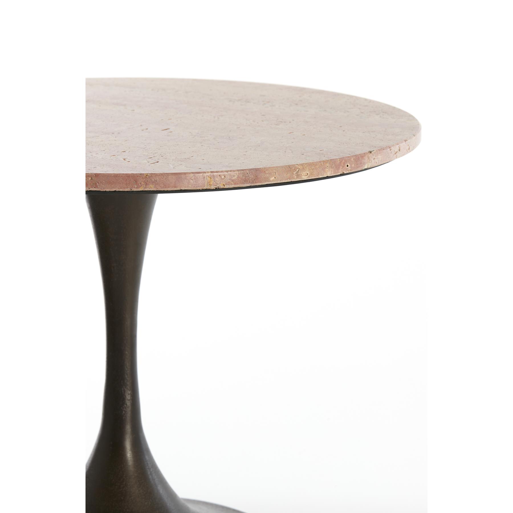 Light&living Bijzettafel Ø59x44 cm DOLIN rood travertin+donker bruin