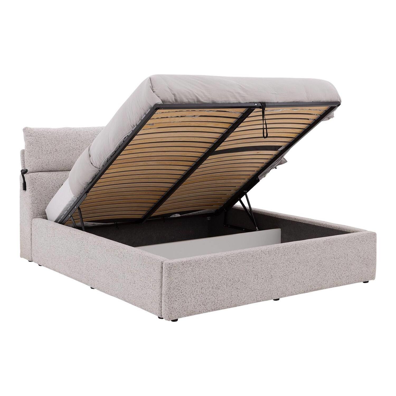 Goossens Bedframe Misty Storage - 140 x 210 - Stof gemeleerd grof