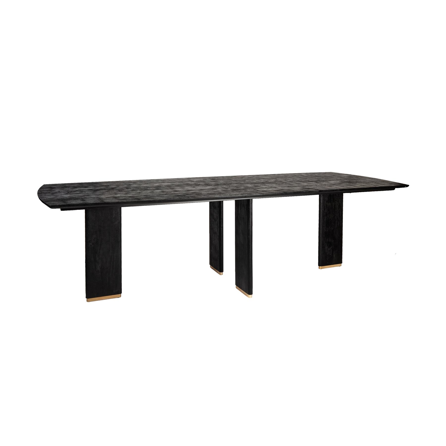 PTMD Liber Black Mango Wood Dining Table 240cm Gold Leg