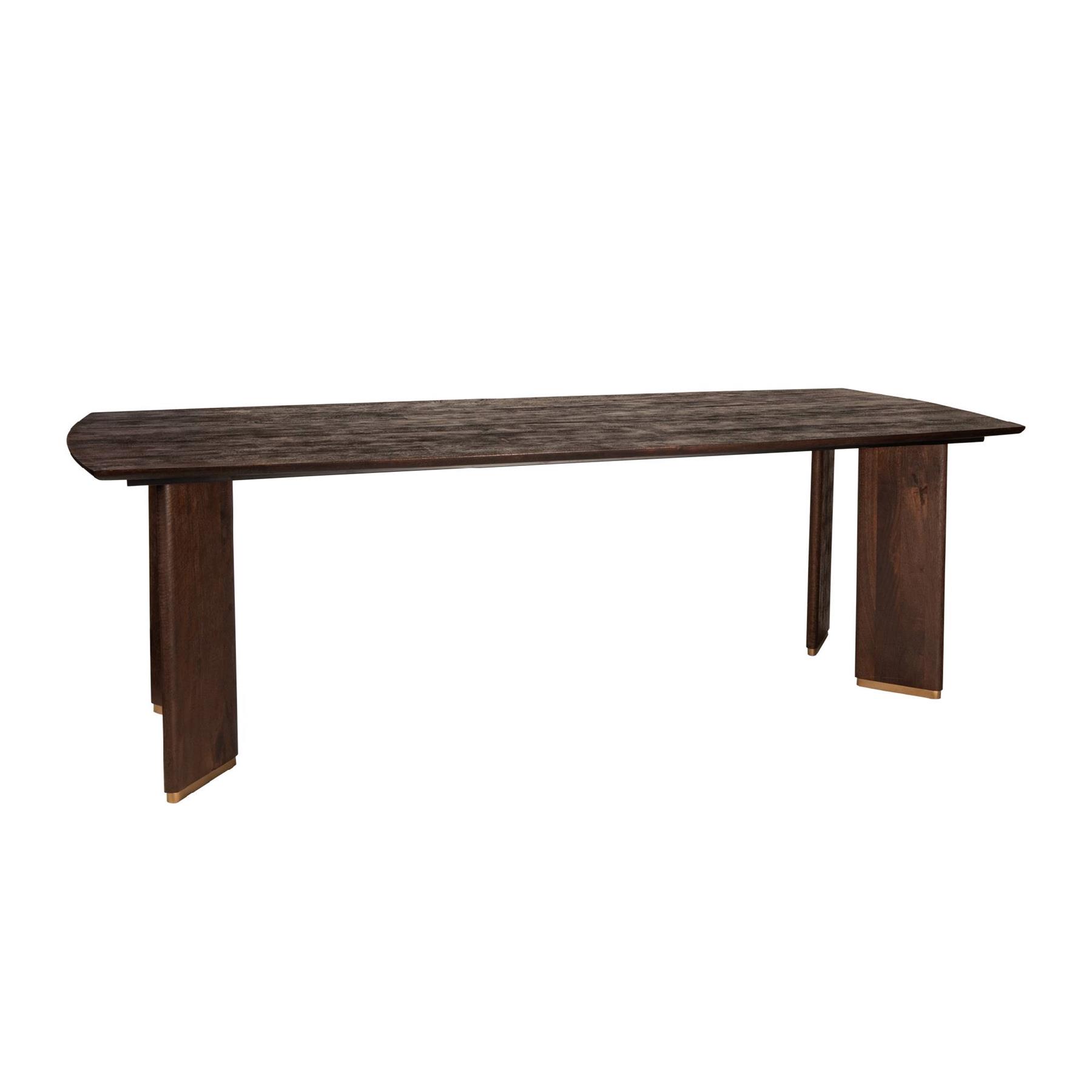 PTMD Liber Brown Mango Wood Dining Table 240cm Gold Leg
