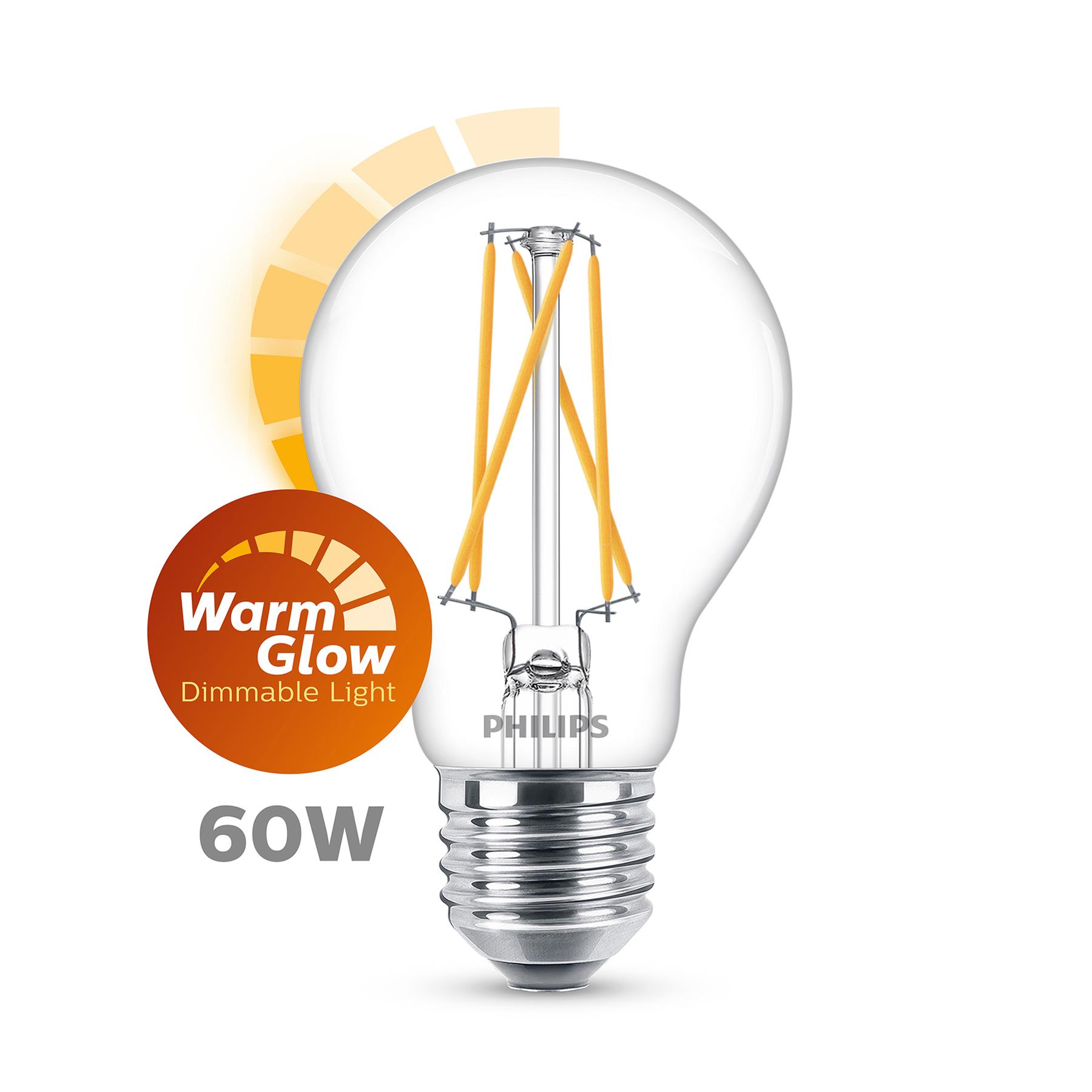Philips LED Lamp Transparant - 60 W - E27 - Dimbaar warmwit Licht