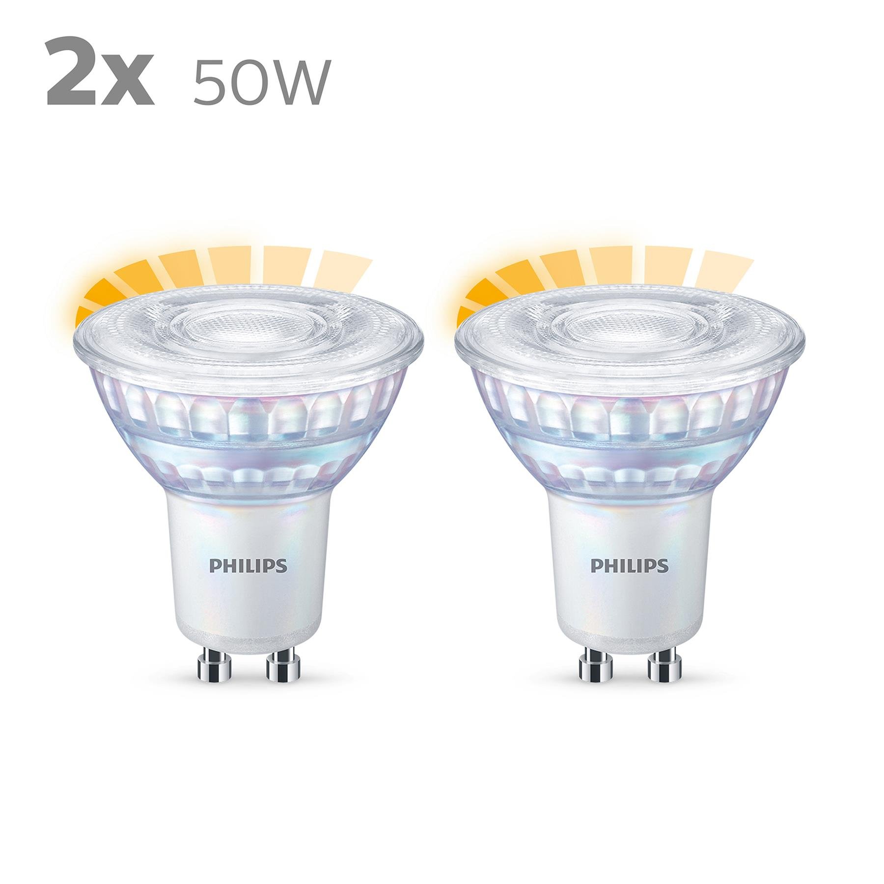 Philips LED WarmGlow spot dimbaar (2-pack) - GU10 36D 3,8W 345lm 2700…