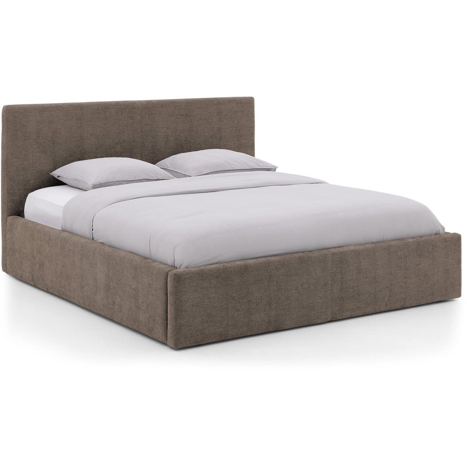 Goossens Bedframe Mysen Storage - 180 x 200 - Stof fijn geweven bruin